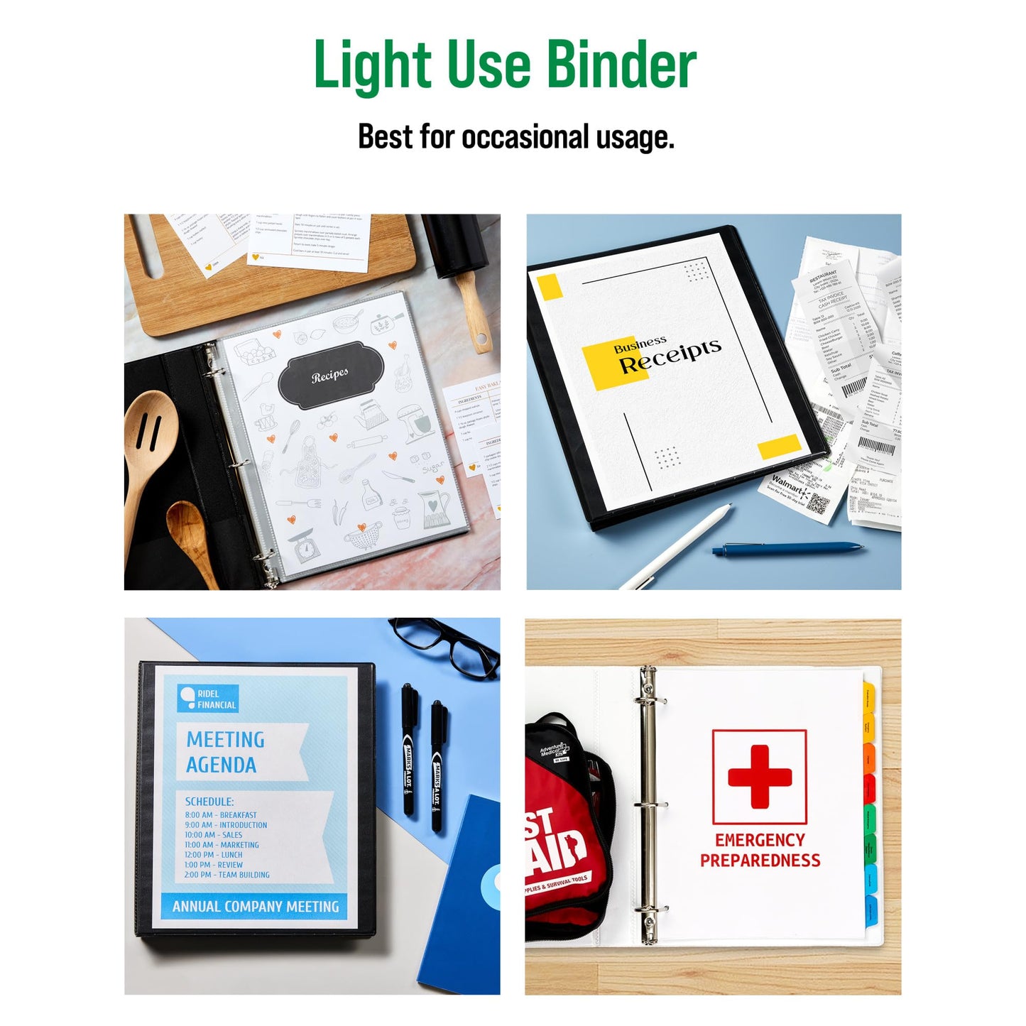 Office Essentials Economy View 3 Ring Binders, 0.5" Round Rings, 0.7" Spine, 100-Sheet Capacity, White Binders (12-Pack of 03422)
