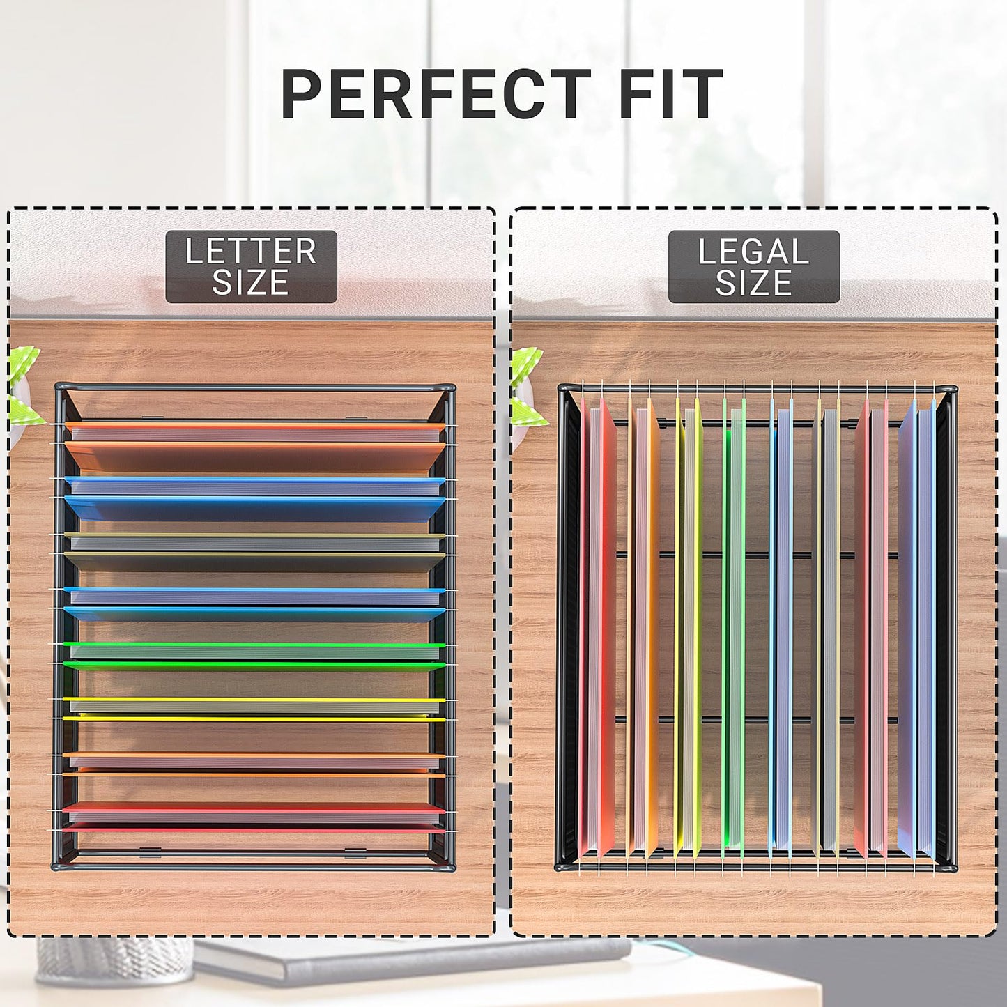 Fun storage Hanging File Folder Frame for Legal and Letter Size,Hanging File Organizer Holder Rack Hanging Folder Rails for Filing Cabinet Desk Drawer,15.2" L x 12.4" W x 10.5" H,2 Pack