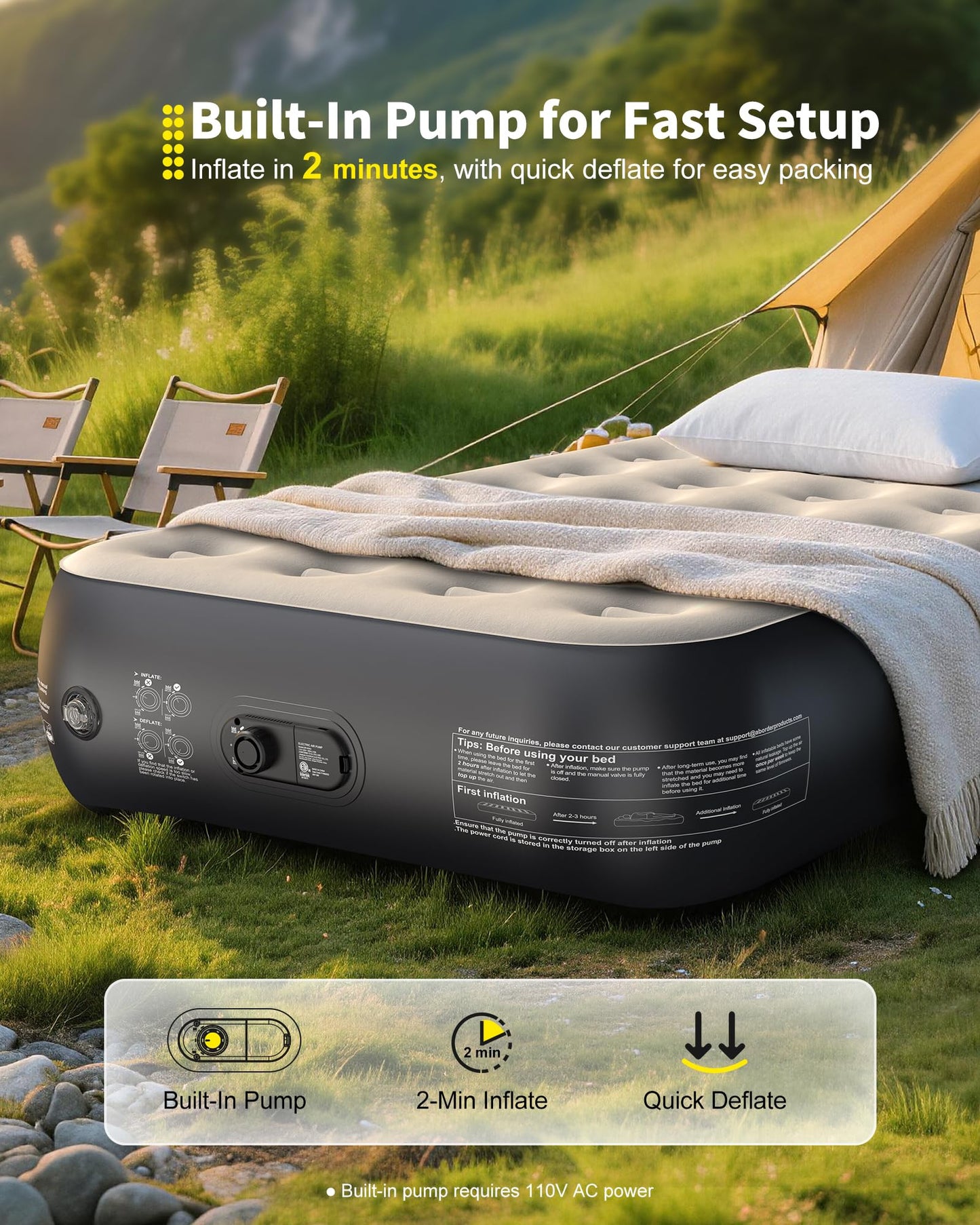 OhGeni Twin Air Mattress with Built in Pump, Camping Air Mattress with External Valve, Family Choice Award Winner, 13" Inflatable Blow up Bed, Portable Foldable Airbed for Home & Outdoor, 300lbs