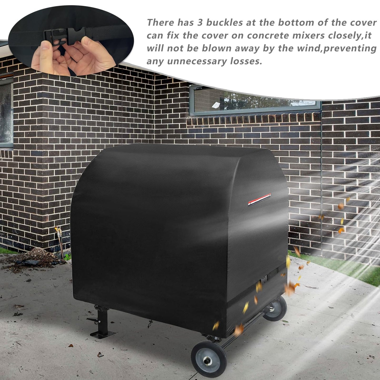 Outdoor Concrete Mixer Cover, Heavy Duty Waterproof Cement Mixers Cover, Made of Heavy-Duty 600D Oxford, All Weather Cement Mixer Covers(50.5"Dx31.5"Wx48"H)
