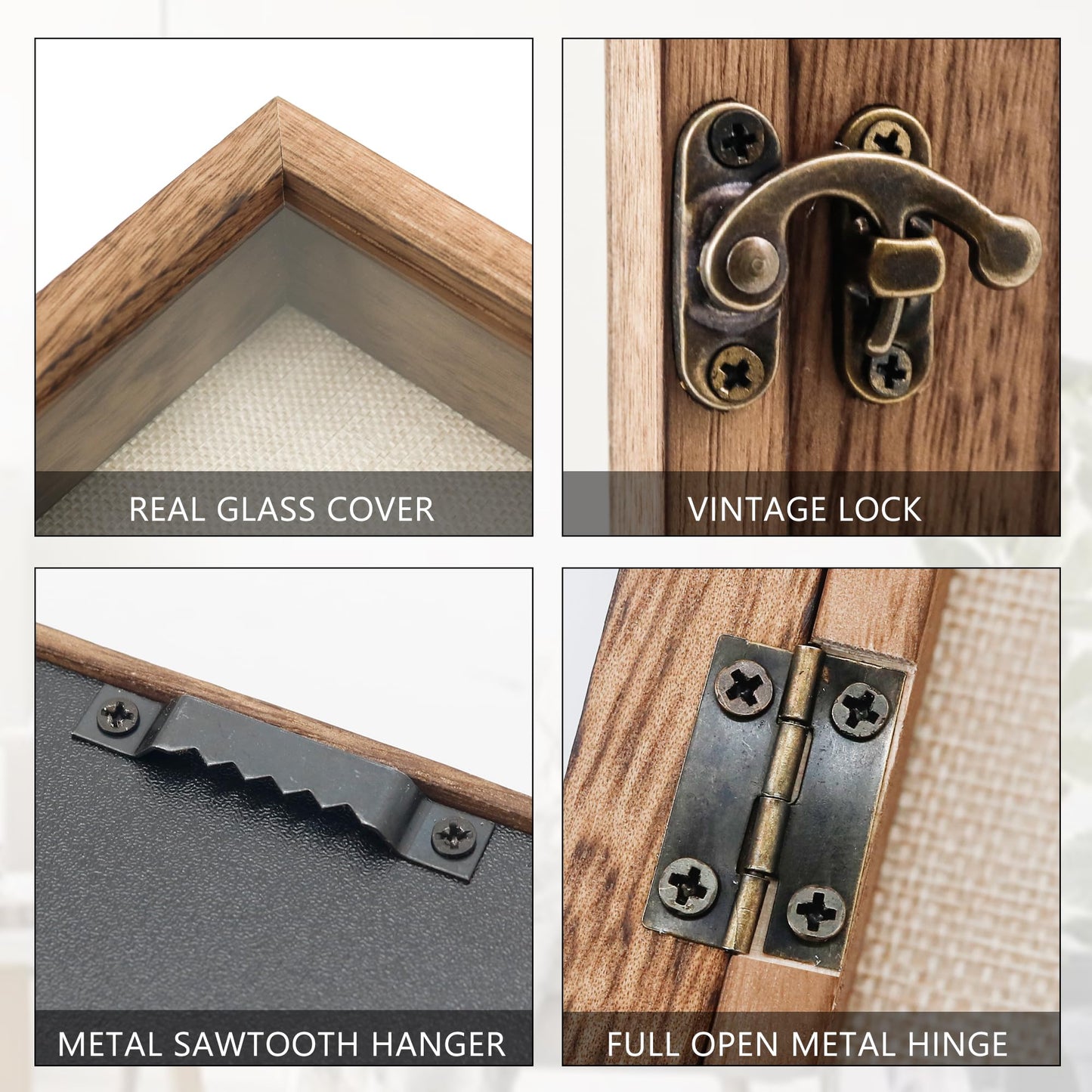 GraduationMall 16x20 Shadow Box Frame Solid Wood Glass Door Display Case with Linen Back and 6 Stick Pins,1.5 inches Interior Depth,Ideal for Memorabilia Pictures Flowers Medals Tickets