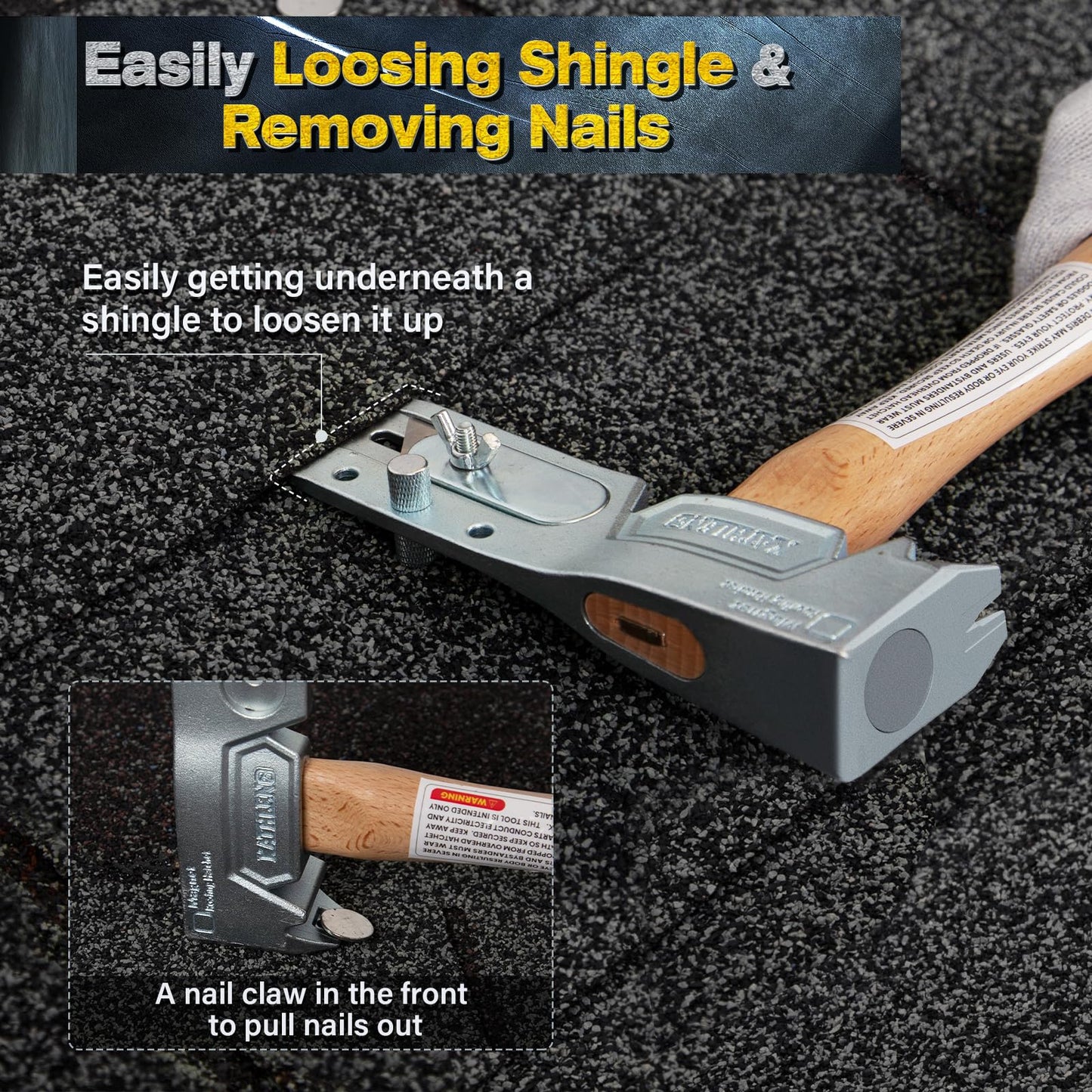 Magnetic Roofing Hatchet – Multi-Function Hammer for Roof Repair with Strong Magnet, Sliding Gauge, Built-in Utility Knife, and Nail Claw