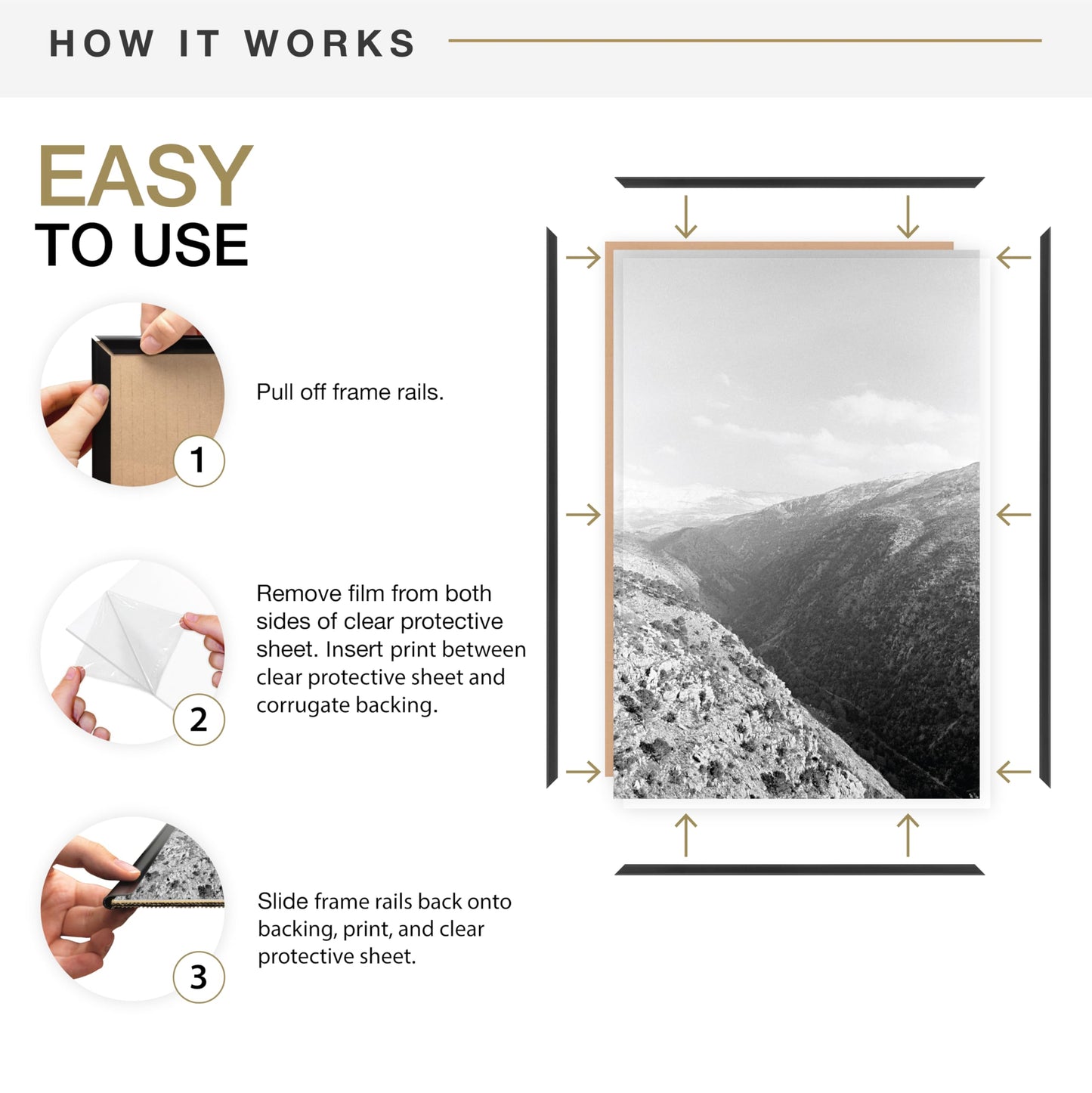 MCS Original Poster Frame 22.375x34 Black Lightweight Vertical & Horizontal Wall Hanging Large Picture Frame for Posters, Art Prints & Gallery Wall (2-Pack)