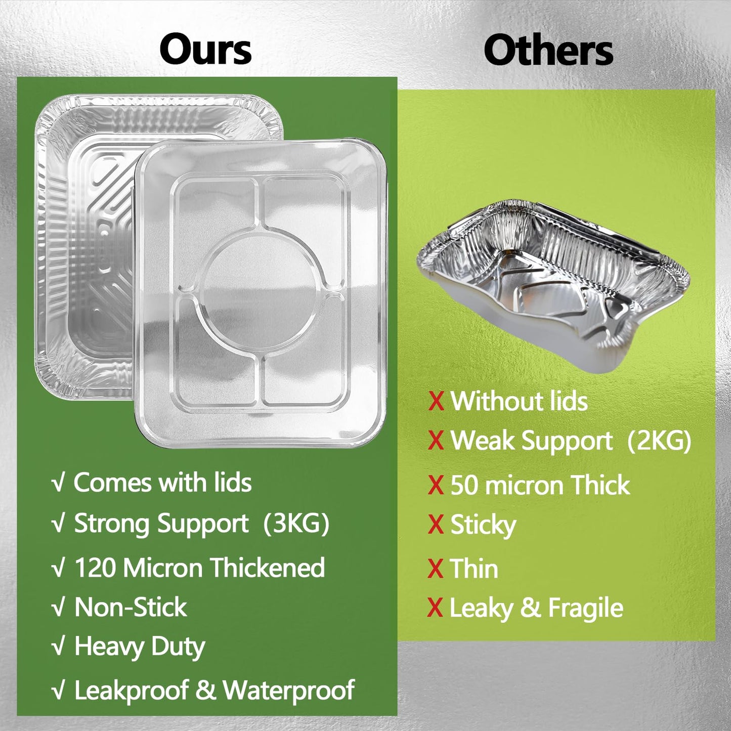 Demiwise Thickened 20 Pack Heavy Duty Aluminum Pans with Lids, 9x13 Aluminum Foil Pans Disposable, Half Size Steam Table Foil Baking Tray for Cooking, Baking, Roasting & Chafing, Carton Packaging