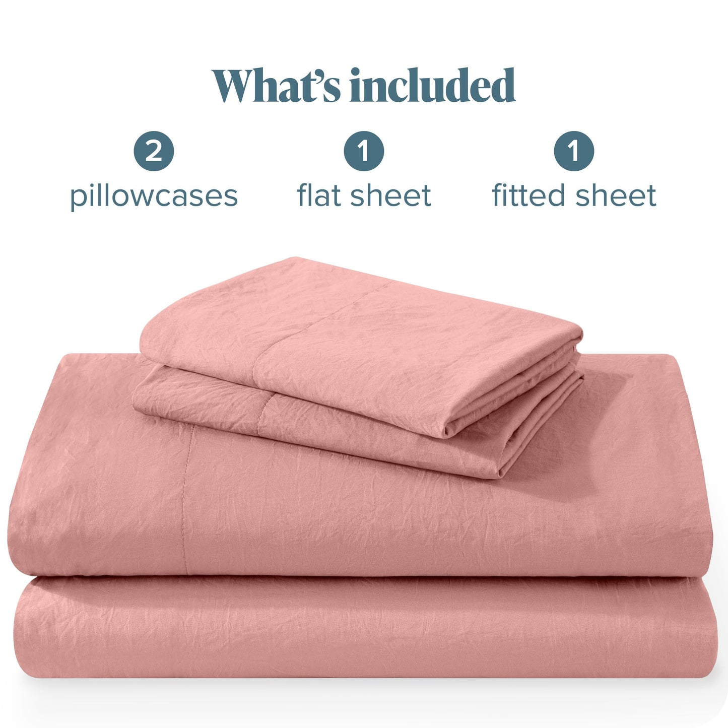 Bare Home Queen Sheet Set - Luxury 1800 Ultra-Soft Stonewashed Microfiber - Brushed - Deep Pockets - Easy Fit - Breathable Bedding - Sheet Sets & Pillowcases (Queen, Dusty Rose)