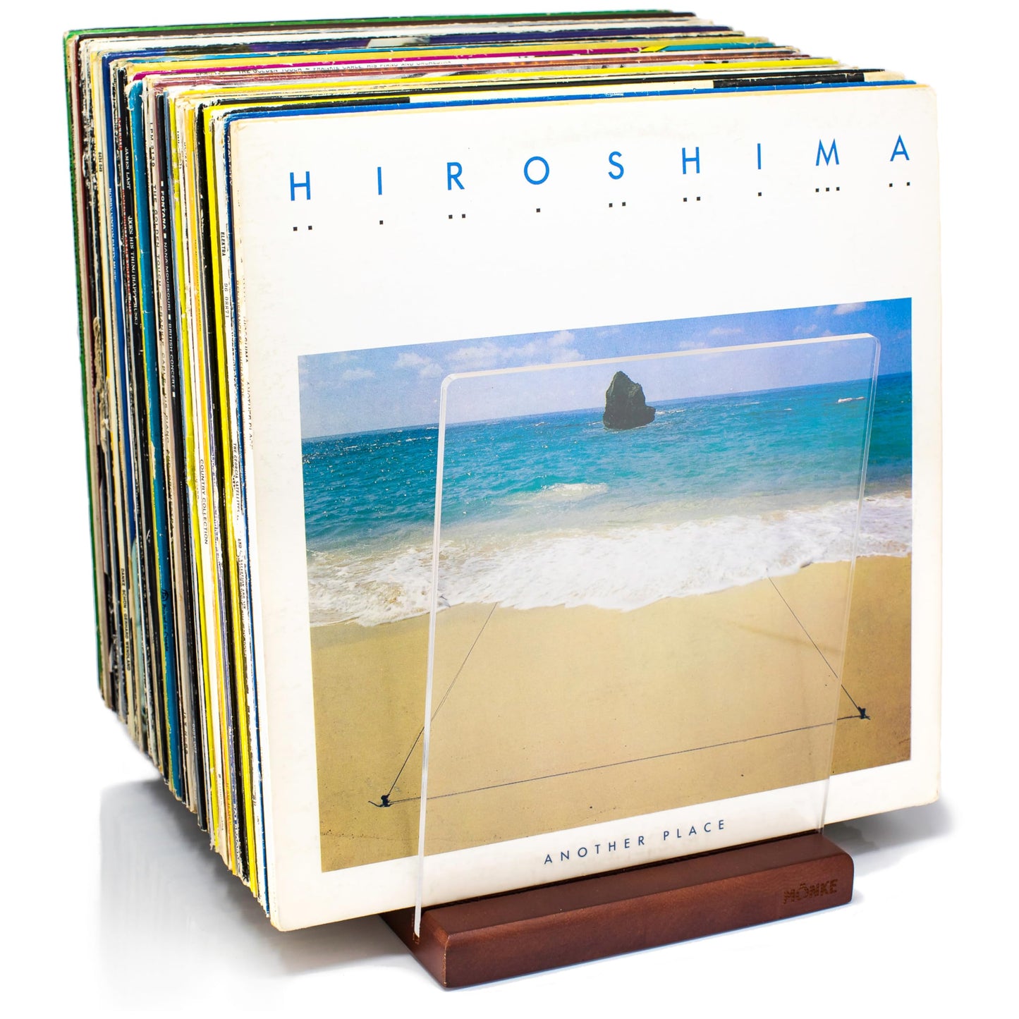 MÖNKE Premium Vinyl Record Storage - a Mid-Century Style Record Holder for Albums, 60-70 LP Capacity - Complements Any Record Player (Brown)