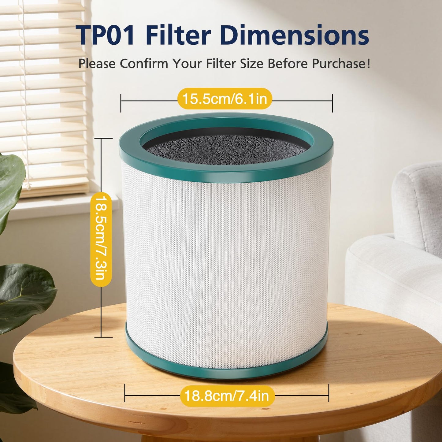 TP01 Filter Replacement HEPA Air Filter Compatible Only with Dyson Tower Purifier Pure Cool Link TP01, TP02, TP03, AM11, BP01 Models, Replace Part 968126-03 – NOT for Dyson HP or DP Series, 2 Pack