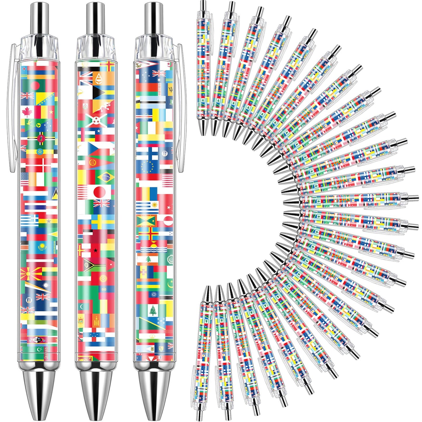 Janlaugh 100 Pcs 2026 Soccer International Flag Pens Around The World Party Favors Multicultural Country Flags Ballpoint Pens Bulk Gifts for Students School Classroom Employees Coworkers Team Staff