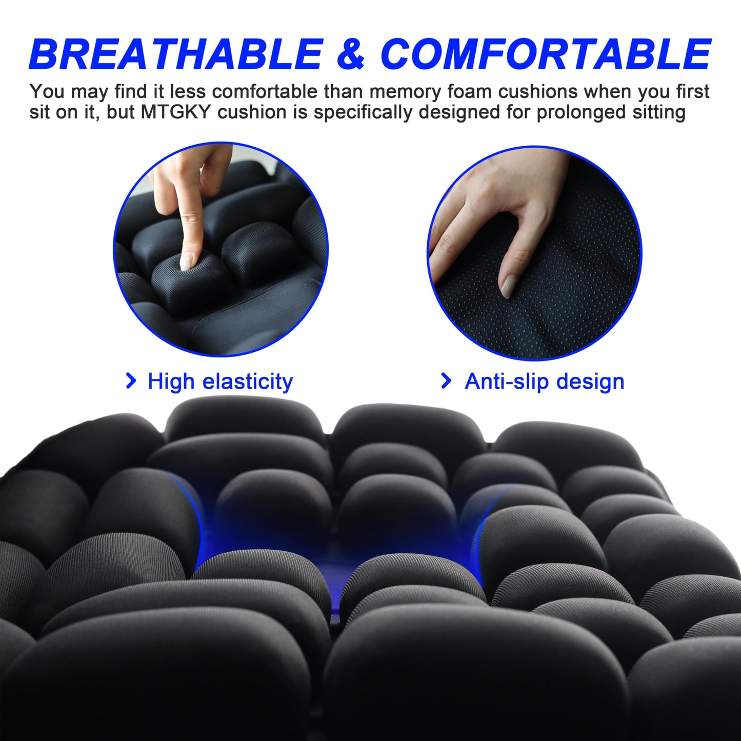 Upgrade Travel Seat Cushion for Airplane,Portable&Adjustable Air Seat Cushion,Coccyx Tailbone Pain Relief Chair Pad,Inflatable Cushion for Wheelchair, Travel,Driving,Office Work