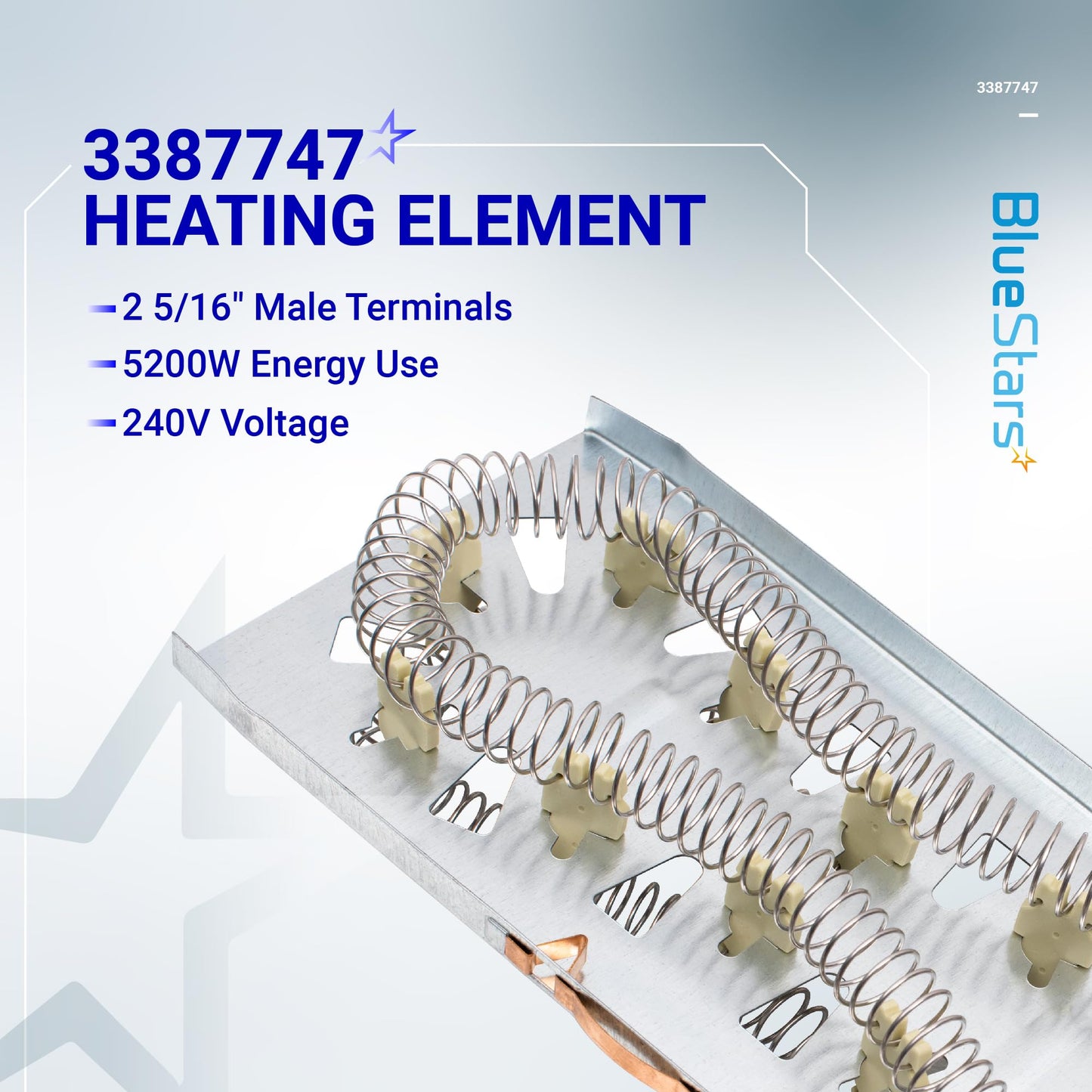 BlueStars 2 Packs 3387747 W11344457 Dryer Heating Element – Compatible with Whirlpool Kenmore Maytag KitchenAid Dryers – Replaces WP3387747 PS11741416 AP6008281 W11045584 80003 MEDC700VW0 GEW9200lW1