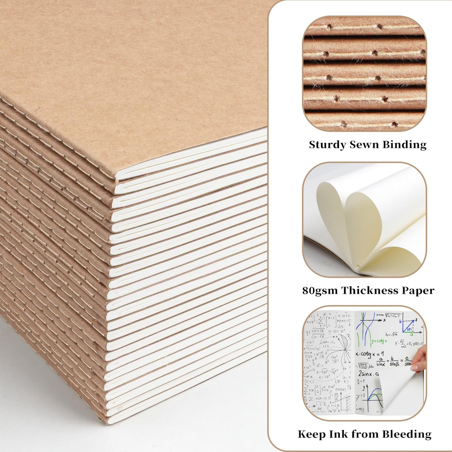 48 Pack A5 Kraft Notebooks Bulk, Lined Paper Journaling Notebooks, 8.3x5.5in 60 Pages Composition Notebook Travel Journal Set for Work, School, Students,Kids, Gift, Office, Back to school Supplies