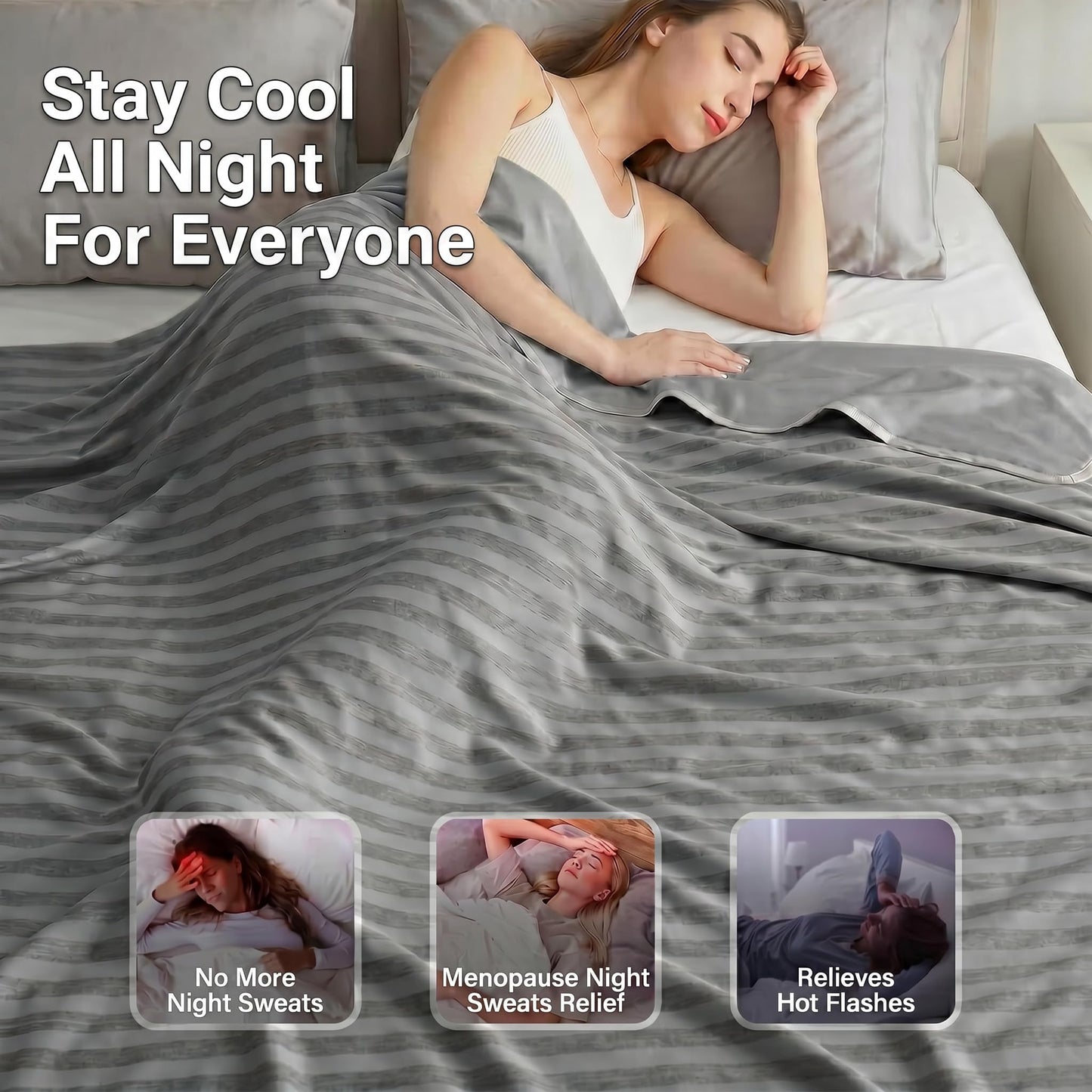 Guohaoi Cooling Blanket (90"x108"King Size) for Hot Sleepers,Absorbs Heat to Keep Body Cool for Night Sweats,100% Oeko-Tex Certified Cool Fiber,Breathable,Comfortable,All-Season.