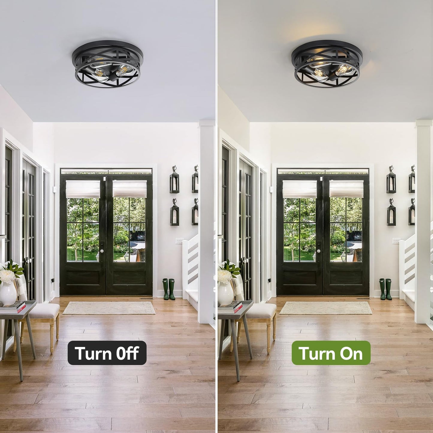 piano7797 13 inch Black Flush Mount Ceiling Light Fixtures,3-Light Modern Hallway Light Fixtures Ceiling, Black Lights Fixture Ceiling Mount for Farmhouse,Kitchen, Bedroom (1 Pack)