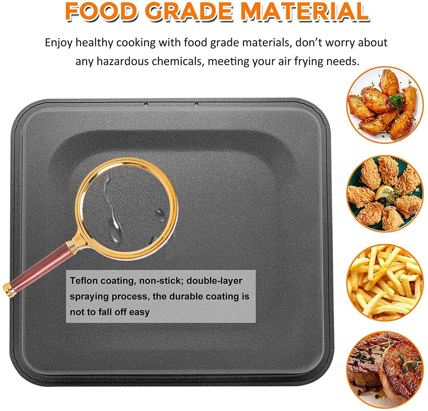 2PCS Air Fryer Drip Tray for Instant Vortex Plus Air fryers, Premium Rectangular Nonstick Oil Drip Pan for Instant Vortex Pro Innsky Chefman PowerXL and More Air Fryers, Dishwasher Safe