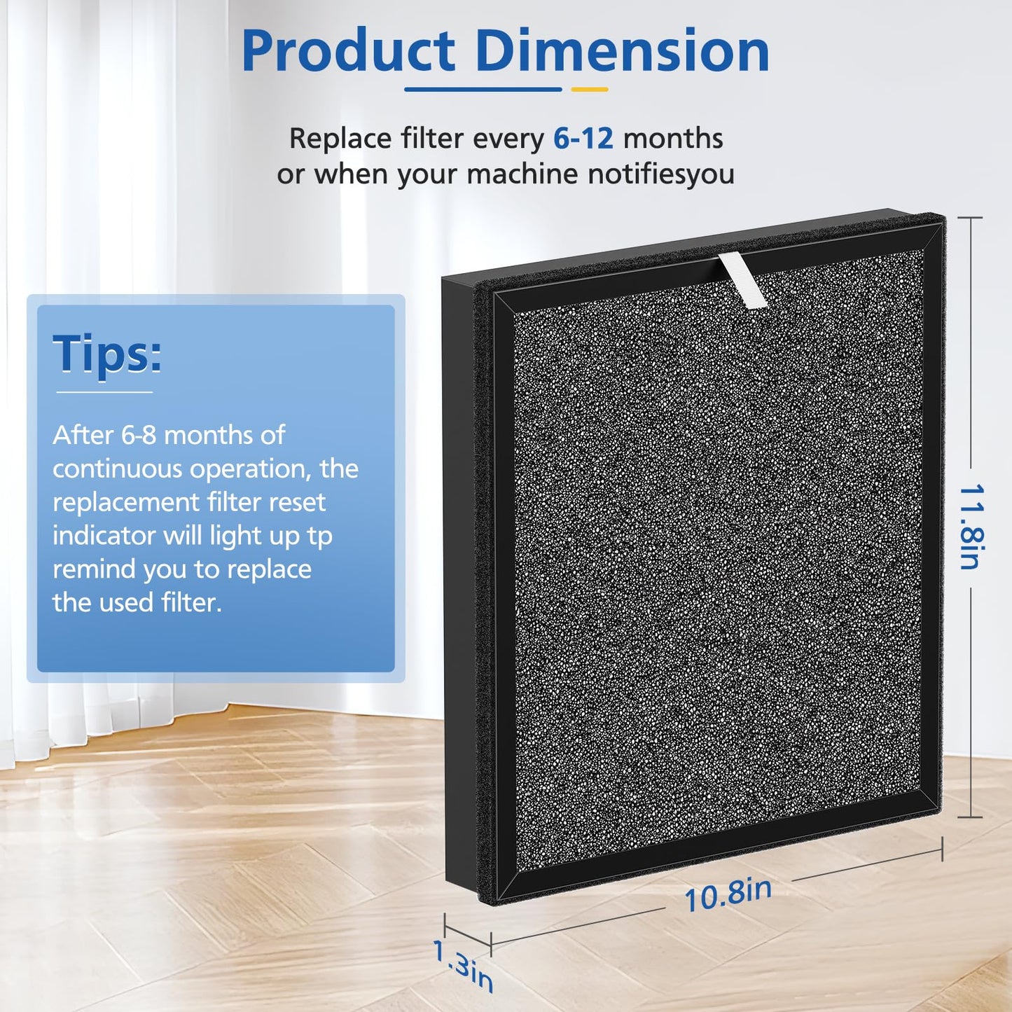 LINNIW TZ-K2 Replacement Filter Compatible with ToLife Air Purifier TZ-K2, 3-in-1 Filtration Systemwith Activated Carbon & Pre-filter, TZ-K2-A replacement filter, 2 Pack