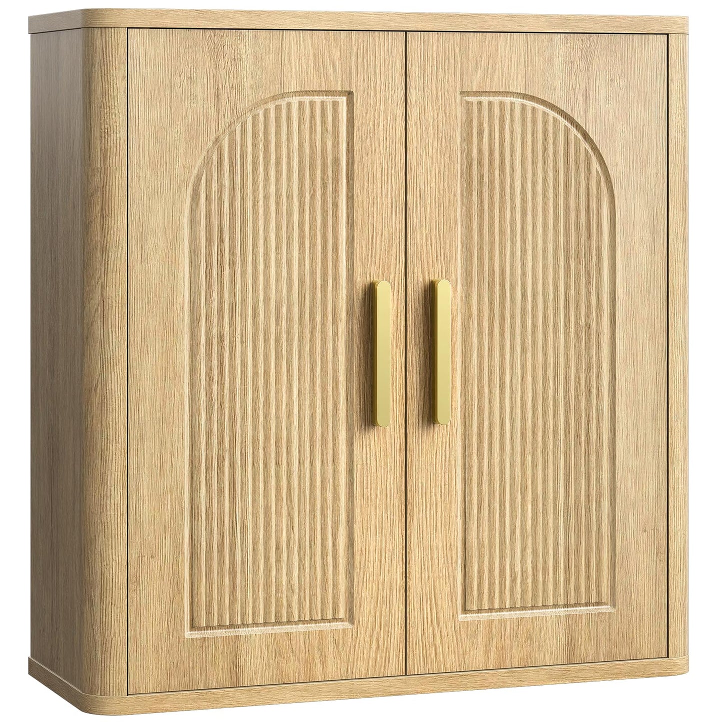 CHOEZON Bathroom Wall Cabinet, Bathroom Storage Cabinet, Medicine Cabinet with Adjustable Shelves and Fluted Doors, Over Toilet Storage Cabinet, for Bathroom, Bedroom, Kitchen, Living Room, Natural