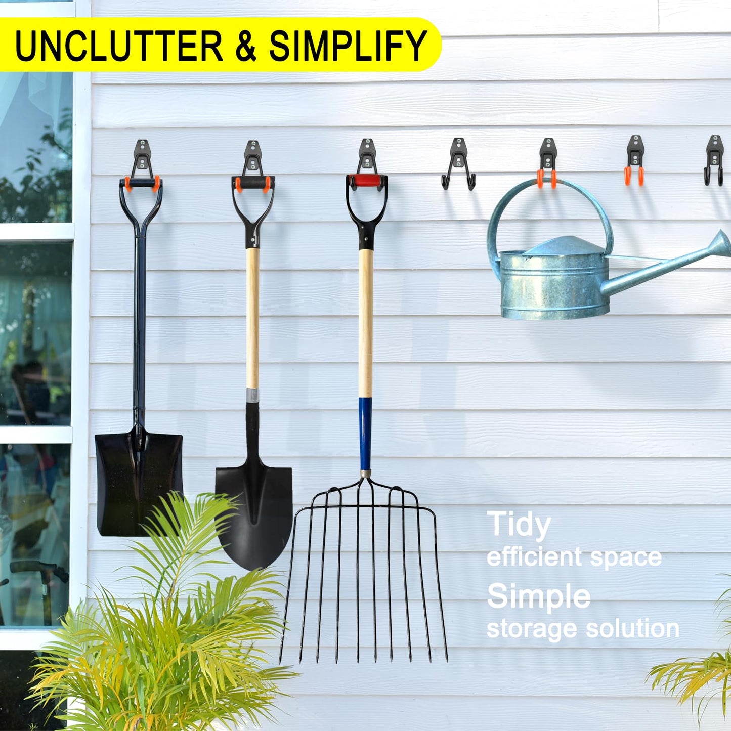 LUPYJI 28 Pack Heavy Duty Garage Hooks, Utility Wall Mounted Storage System, with Anti-Slip Coating Hanger, for Hanging Power and Garden Tools, Ladders, Bikes, Ropes and Bulk Items