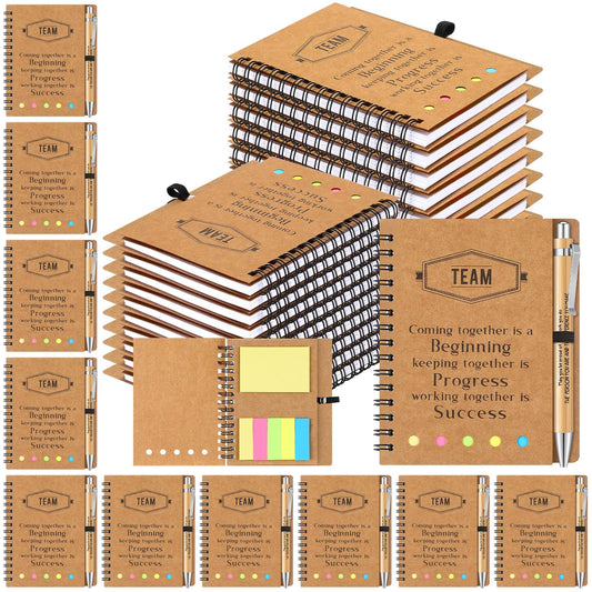 36 Sets Inspirational Spiral Notebook Set - Motivational Pocket Journals with Bamboo Pens - Team Appreciation Gifts for Employees and Coworkers - Bulk Thank You Notepads for Gratitude Encouragement