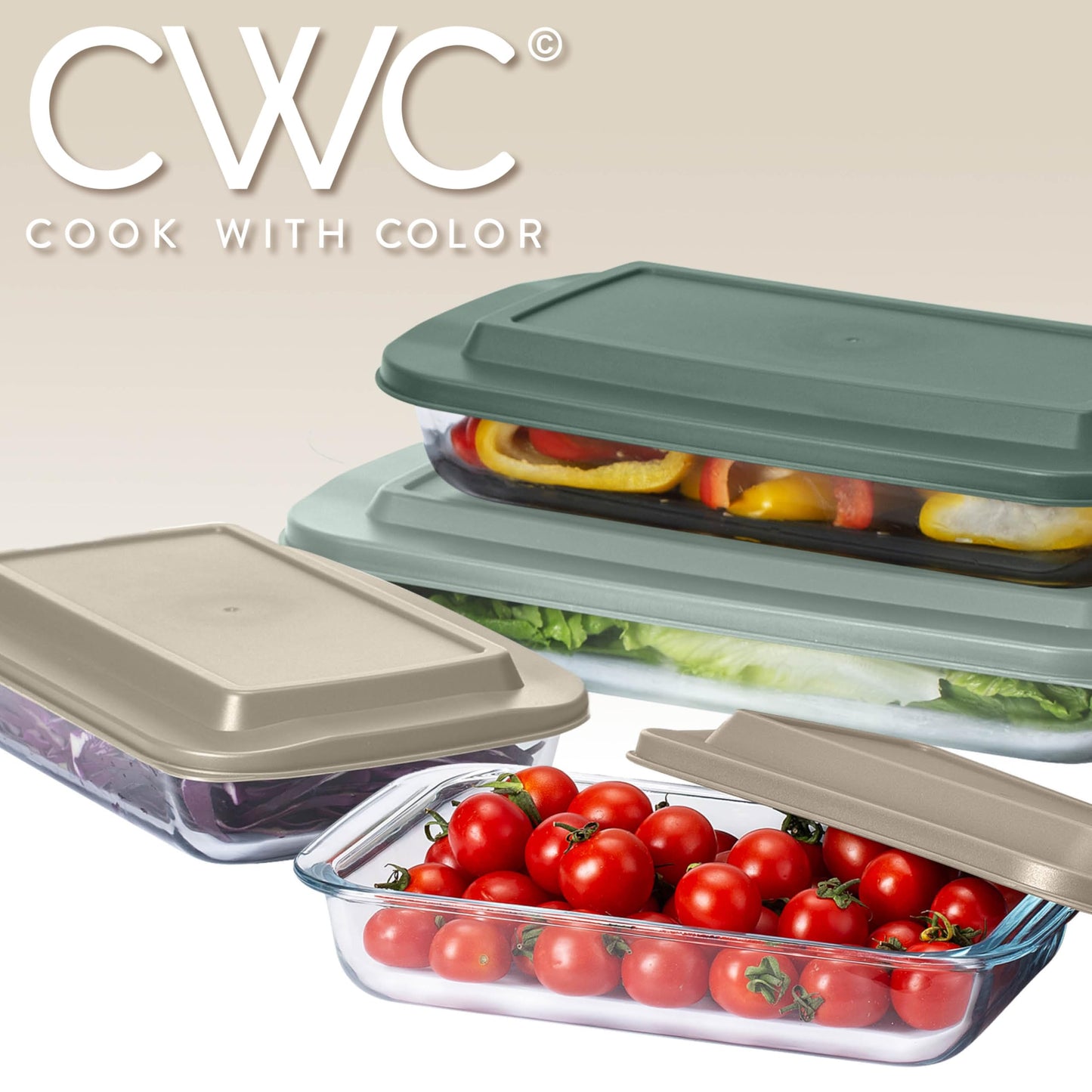 COOK WITH COLOR 8-Piece Deep Glass Baking Dish Set with Plastic Lids – Casserole and Food Storage Containers for Lasagna, Leftovers – Freezer-to-Oven, Microwave & Dishwasher Safe, Mint