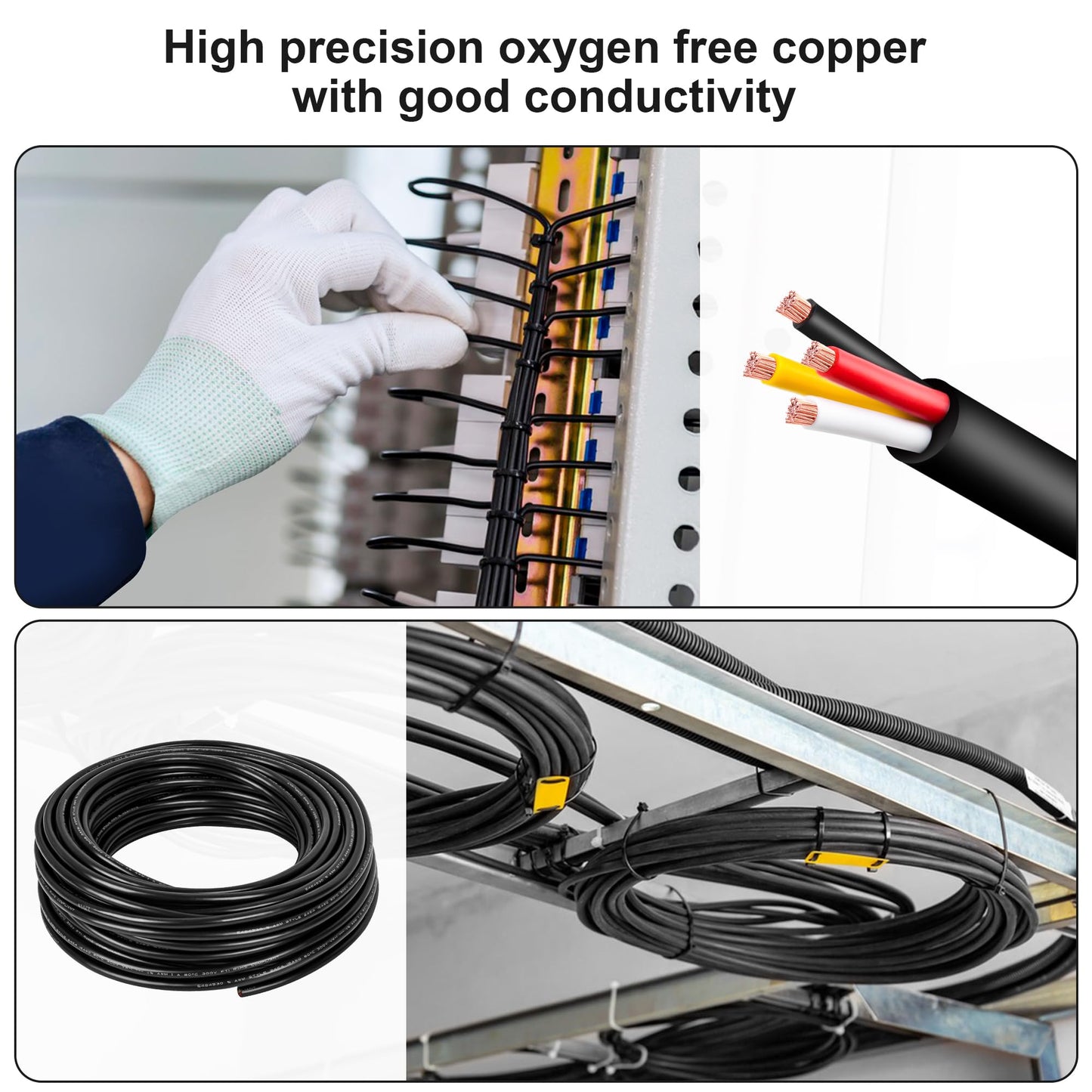 16 Gauge Wire 4 Conductor,16 AWG Electrical Wire Stranded PVC Cord Oxygen-Free Copper Cable,100 FT 4 Core Pure Copper Flexible Cable Wire for LED Lamp Lighting Strips Automotive (100FT, 16AWG-4C)…