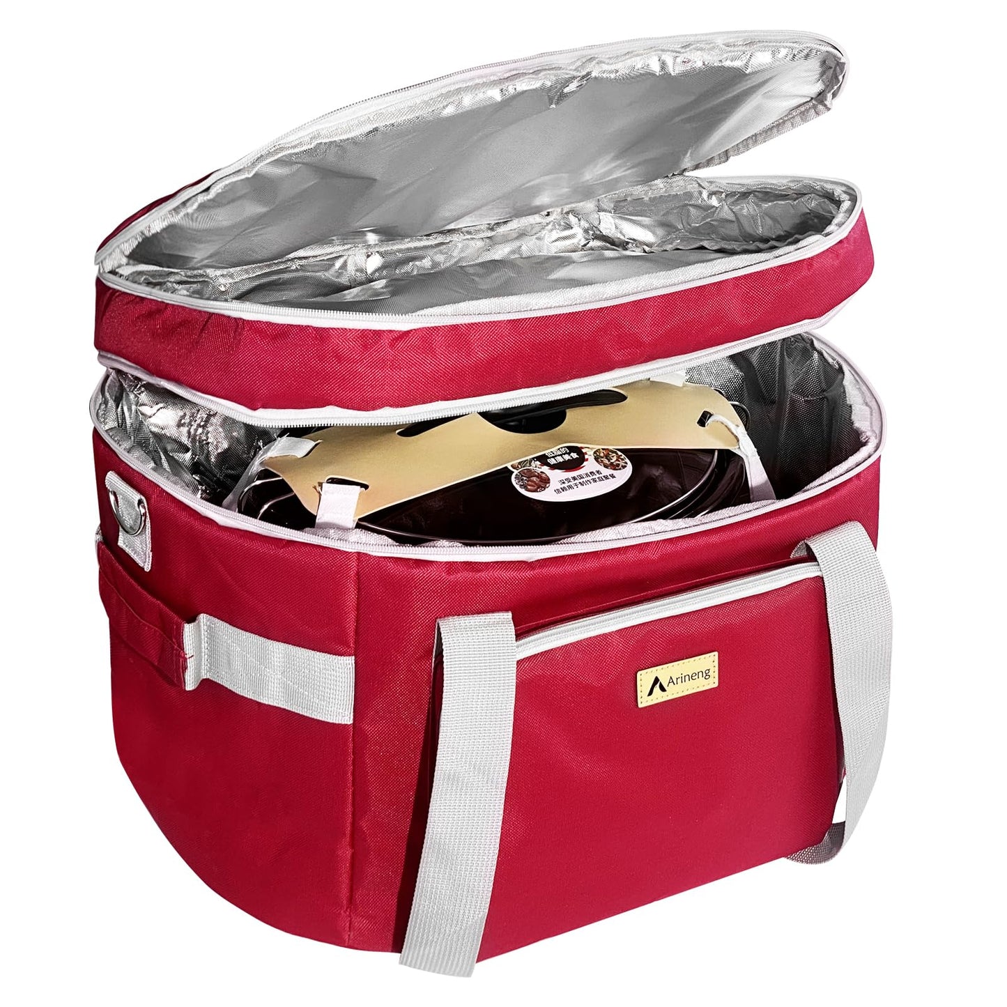 Arineng Crock Pot Bags carrying bag for 4-8 Quart Crock Pots - Insulated Travel Carrier with Fixators, Base Pad, and Shoulder Strap - Suitable for Small and Large Slow Cookers