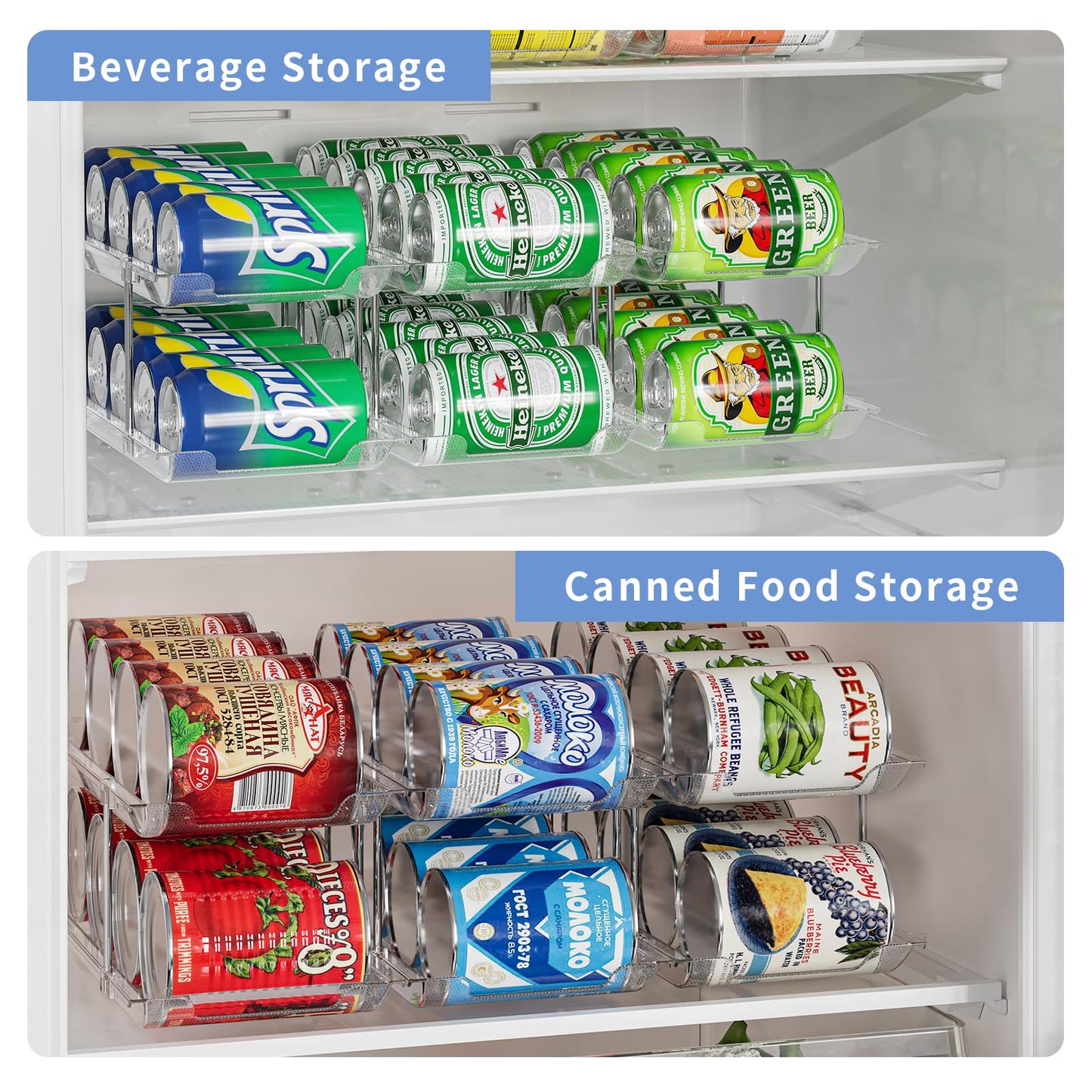Jsyrjing Can Organizer for Pantry, Modular 3-Tier Can Dispenser, Flexible Combination Design, Clear Extra-Thick Durable Storage Rack for 36 Cans, Stackable for Cabinet, Pantry, Fridge, Countertop
