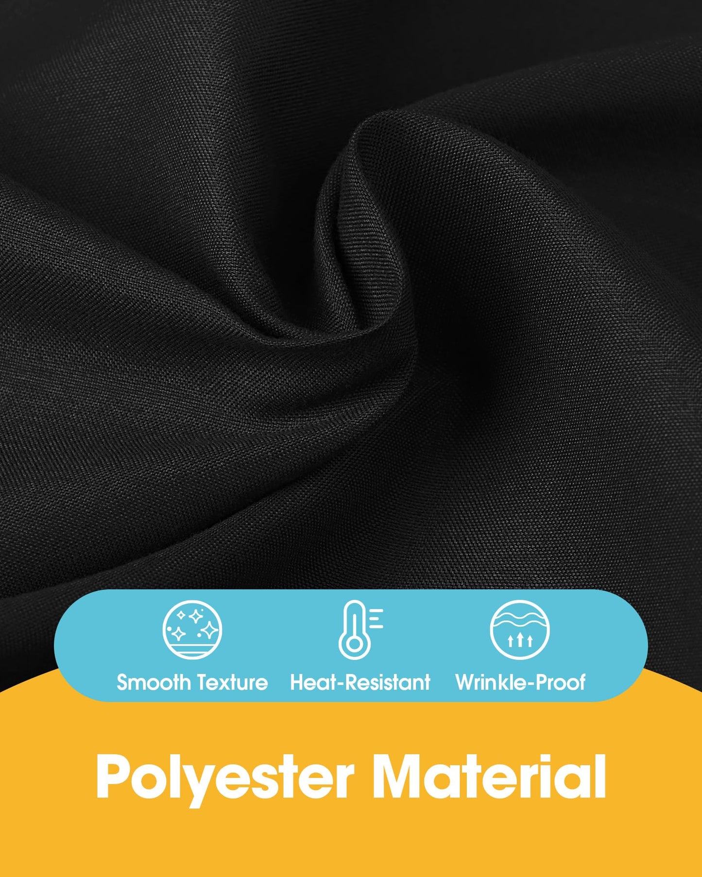 Niuara Black Rectangle Table Cloth - 6 Pack, 60" x 84" Washable Polyester Tablecloth for 5FT Tables, Wrinkle-Resistant Table Cover for Weddings & Parties