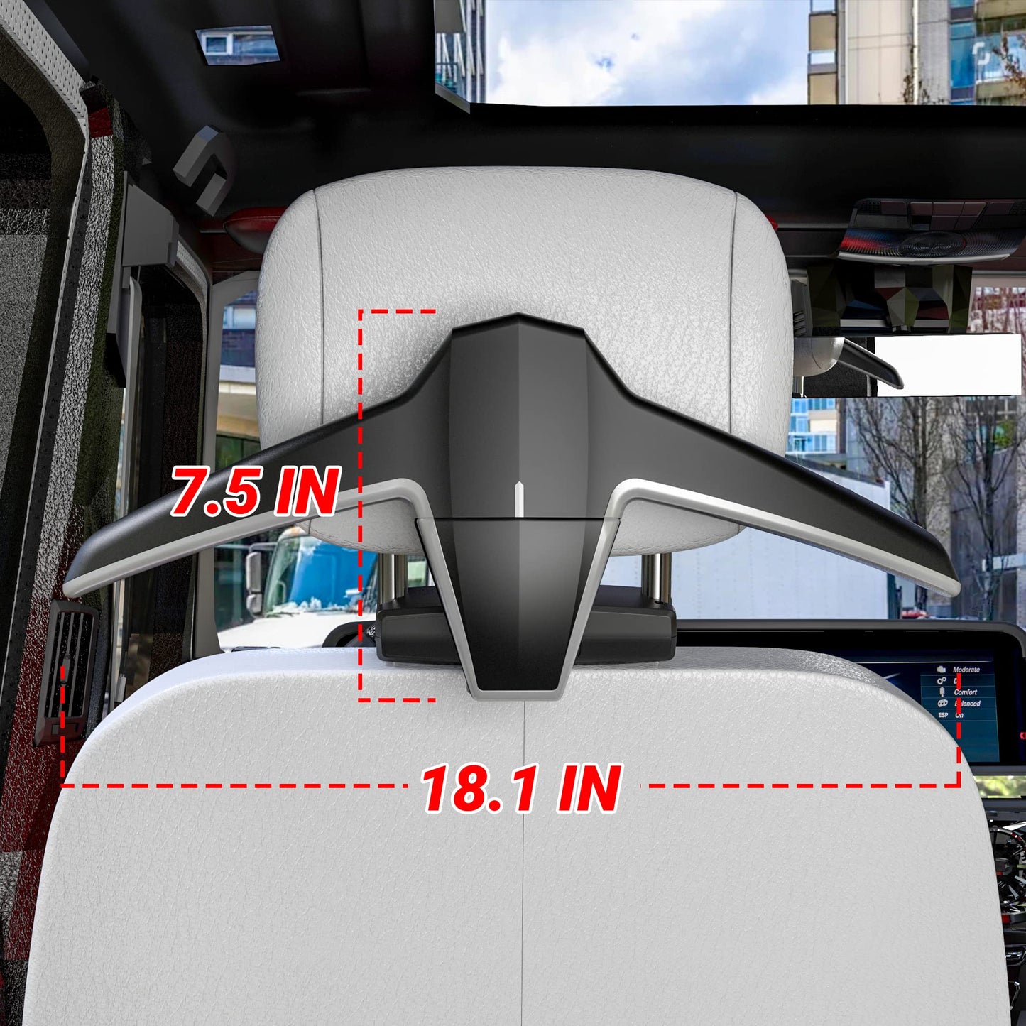 Sandure Car Coat Hanger Headrest Back Car Seat Coat Hanger Multifunctional for Suit Jacket