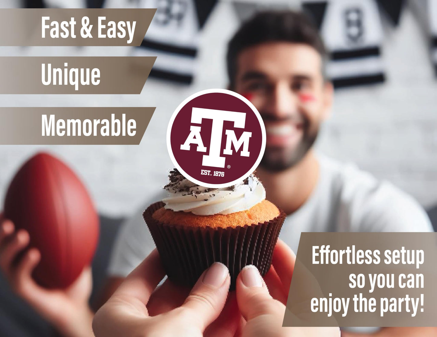Texas A&M Party Supplies for TAMU Football, Birthday Gift, Graduation Party Banner and Cake Toppers (42 Pieces)(Texas A&M Aggies)