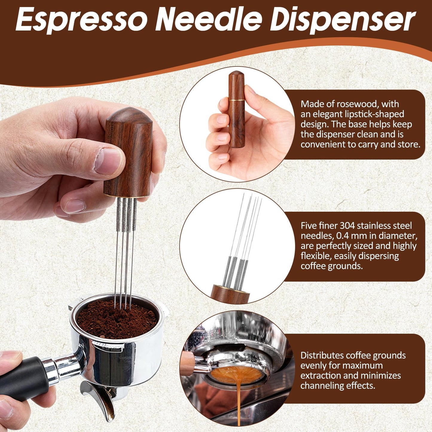 Ferrochef 7 Pcs Espresso Accessories Kit, 51 mm Coffee Tamper Set Espresso Machine Accessories Coffee Tamper Wdt Tool Dosing Funnel Puck Screen Brush Tamping Station for 51 mm Barista Tools