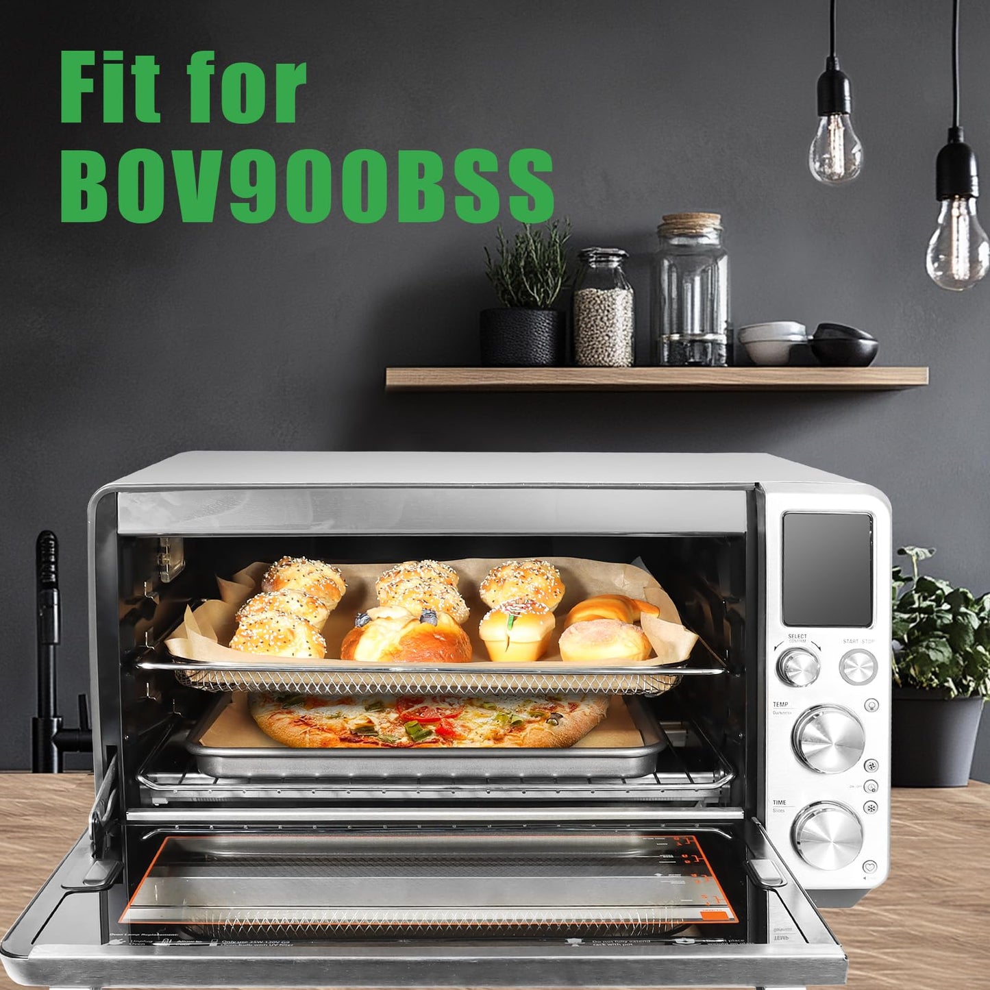 Air Fryer Accessories Compatible with Breville BOV900BSS Smart Oven Air Fryer Pro, Baking Pans Set with Baking Tray, Parchment Paper and Oven Mats for Breville BOV900BSS