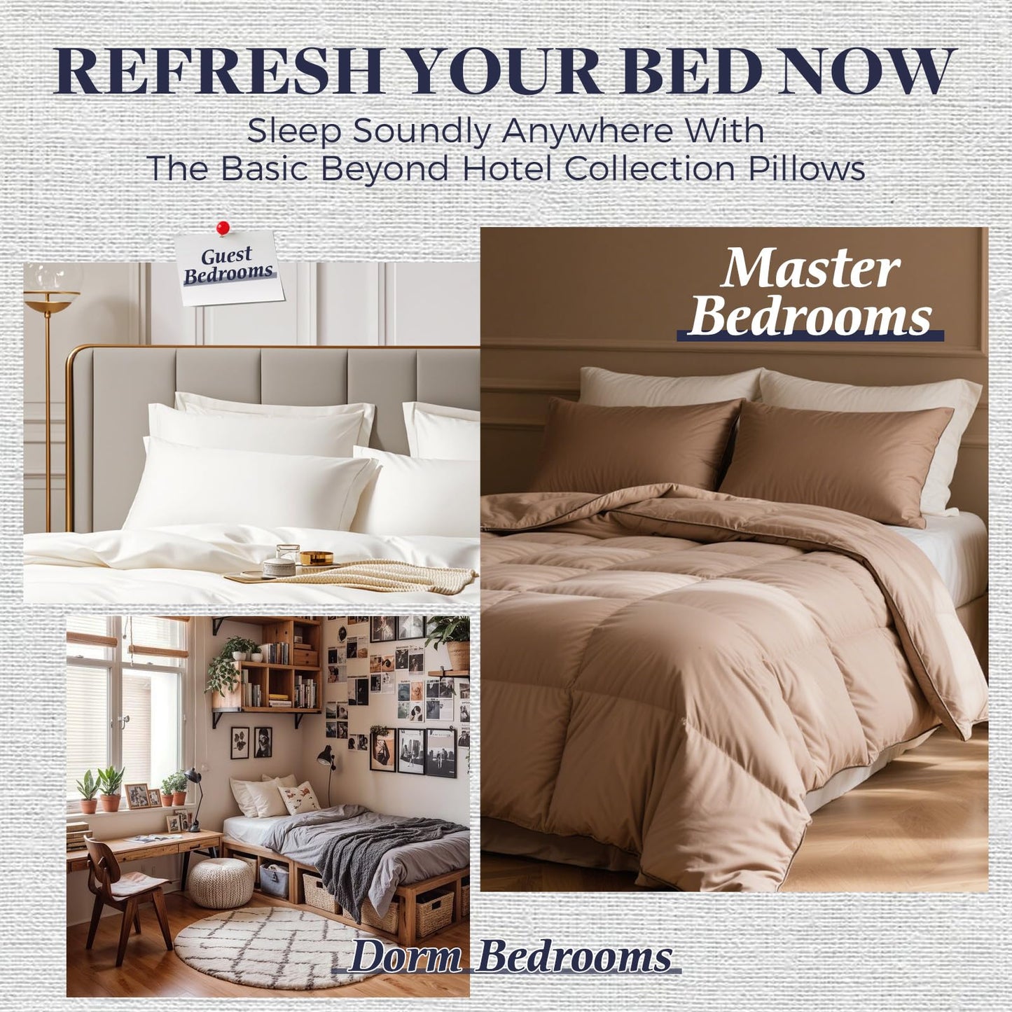 Basic Beyond King Size Bed Pillow - 2 Pack Hotel Collection Super Soft Down Alternative Pillow for Sleeping, 20x36 Inches