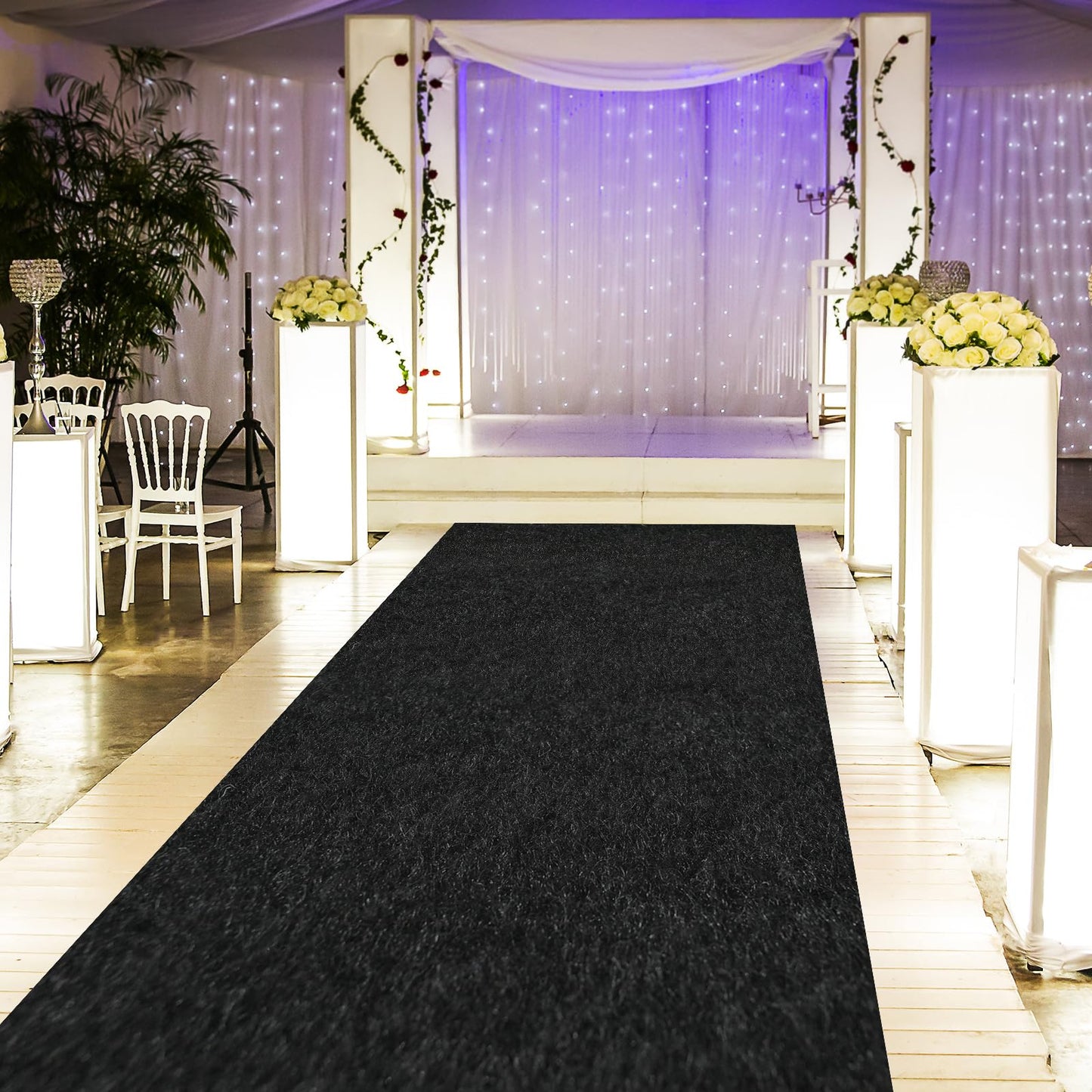 Black Carpet Runner 3x10 ft – Extra Thick 450 GSM Non-Slip Waterproof Aisle Rug for Weddings, Parties, Events, Banquets & Proposals
