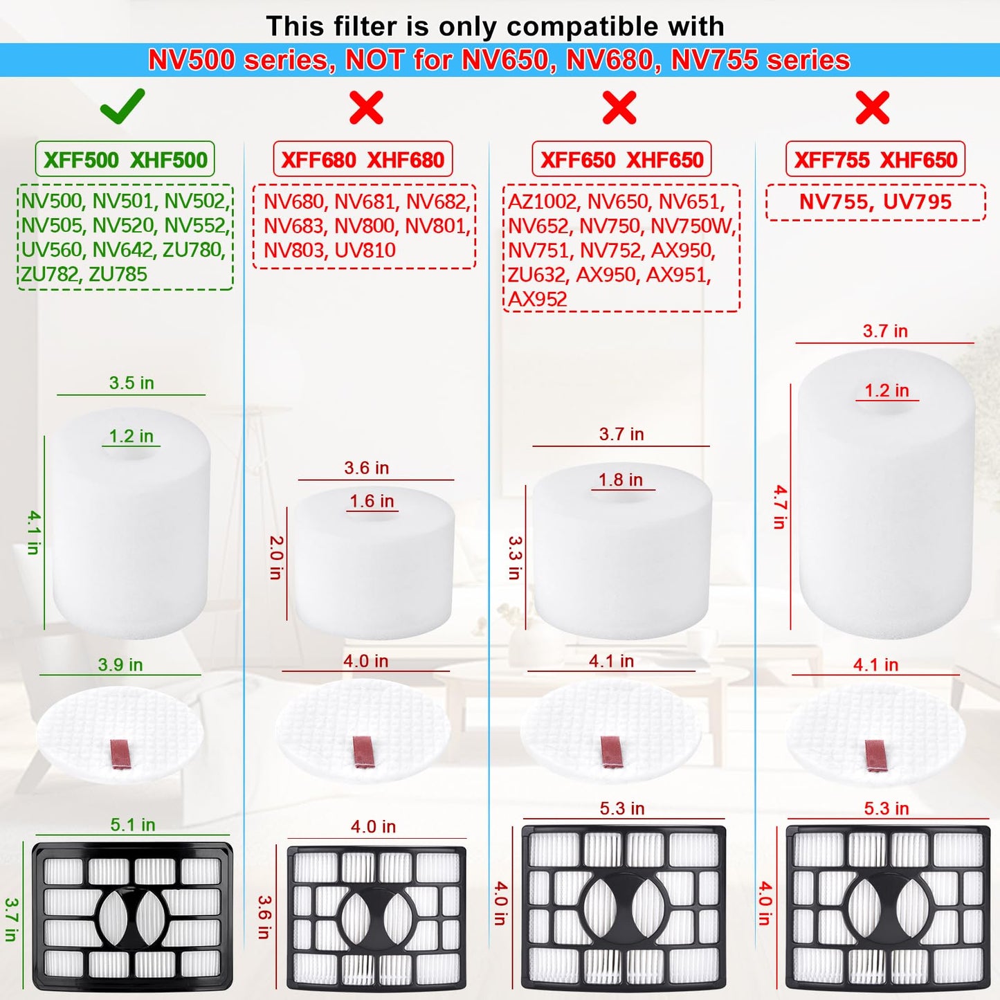 Leadaybetter Filter Replacemen Brush Roll Belt and Wheels Parts for Shark Rotator Professional NV500 NV501 NV502 NV505 NV550 UV560 Upright Vacuum, Parts XHF500 & XFF500