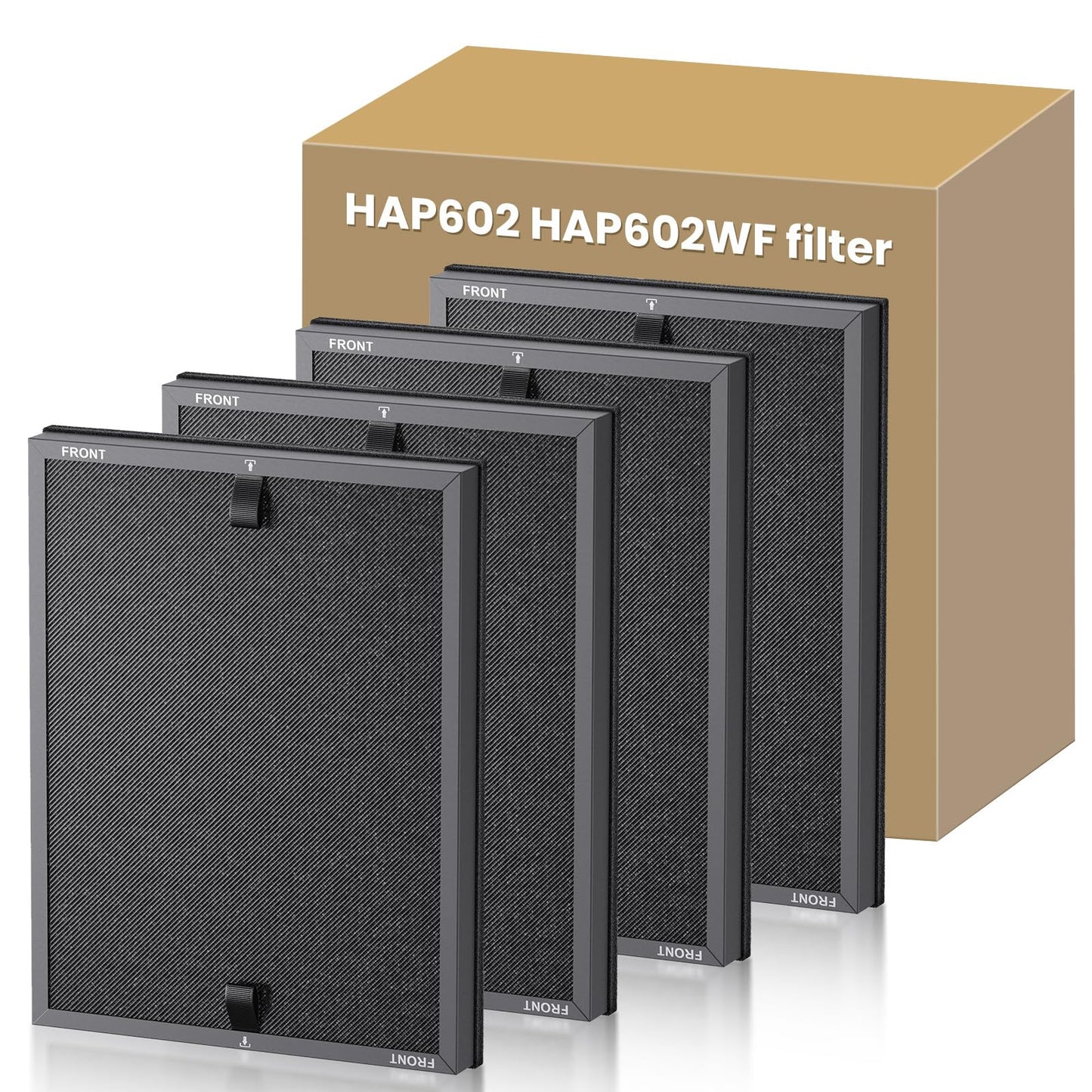 4 Pack HAP602 Replacement Filter Compatible with ECOSELF HAP602 / HAP602WF Air Purifier, 3-in-1 True HEPA High-Efficiency Activated Carbon Filter for Home Large Room