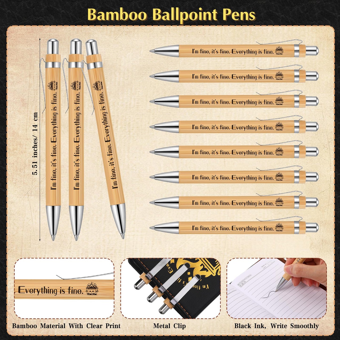 Colarr 20 Sets Dumpster Fire Response Team Leather Notebooks Pens Graduation Funny Gifts Coworker Office Appreciation Gifts for Teacher Volunteer (Black)