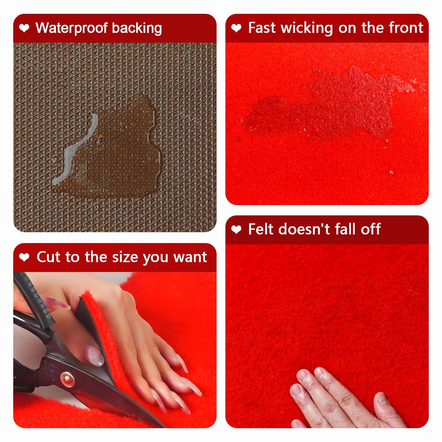 Thick Red Carpet Runner for Party,3 x 10ft Non-Slip Backing Aisle Runway Rug for Party,Occasions,Graduation,Wedding& Indoor Outdoor Special Events Decorations (Dark Red, 3×10Ft(Multi-Pile))