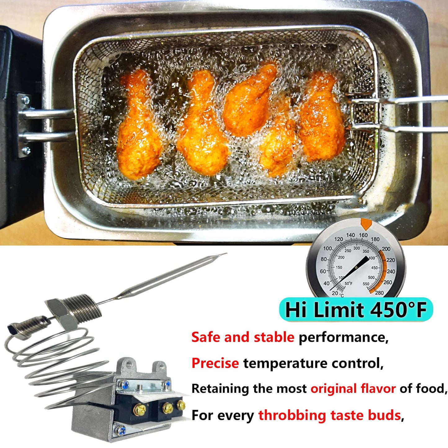 [Upgraded]1177 high limit thermostat fryer switch for Fryer 3/8" Mpt Stuff Box 450°F LCCM2003000 Gas Fryer Compatible With ATOSA 301030005,IMPERIAL,ROBERTSHAW,etc deep Fryer Catering Equipment