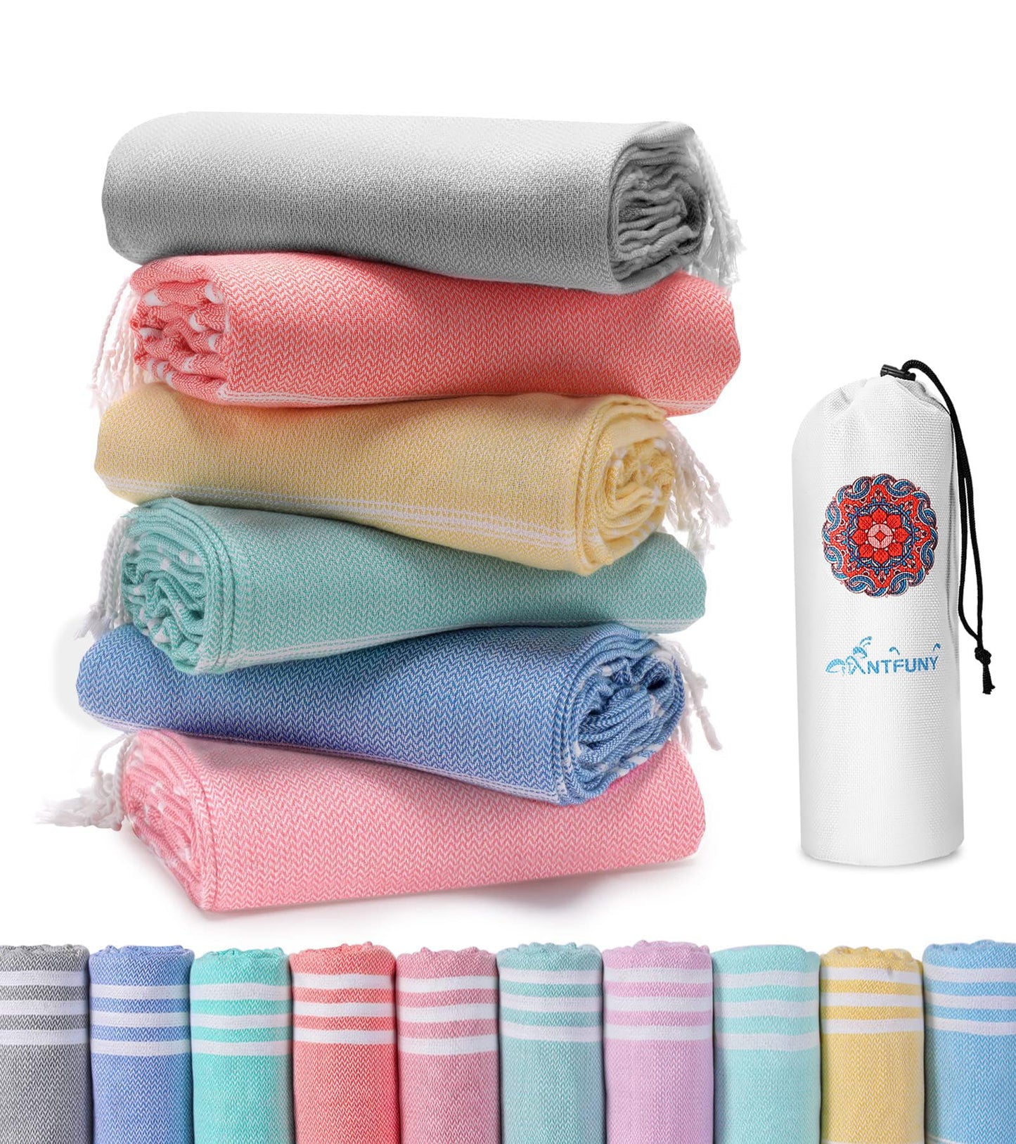 6 Packs Turkish Beach Towels Vacation Essentials Quick Dry Sand Free Soft Large Xl Big Blanket Adult Oversized Bath Pool Swim Towel Set Bulk Multipack Lightweight Thin Sandless Fast Drying Compact