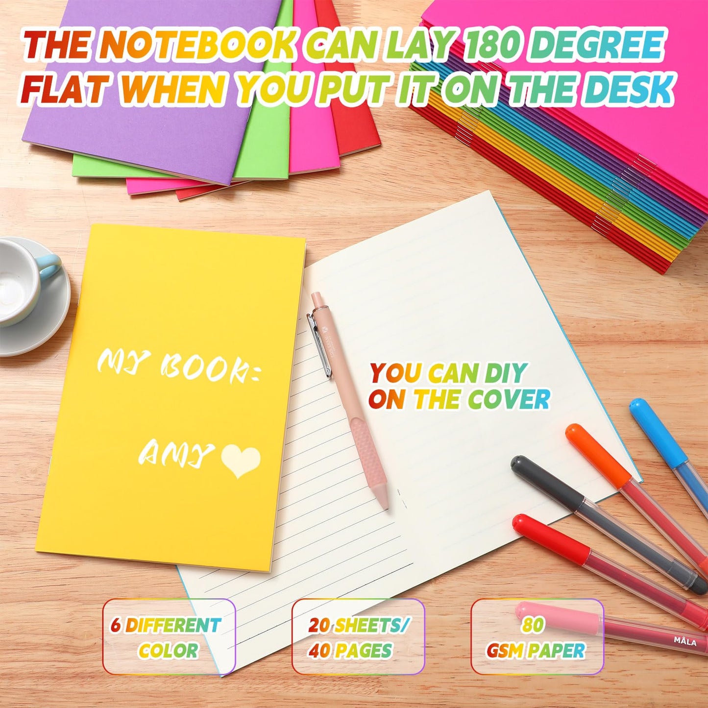Gueevin 60 Pcs Blank Books to Write Stories Bulk Composition Notebooks Colorful Soft Cover Notebooks for Drawing Ruled Lined Journals Gift (Classic Colors)