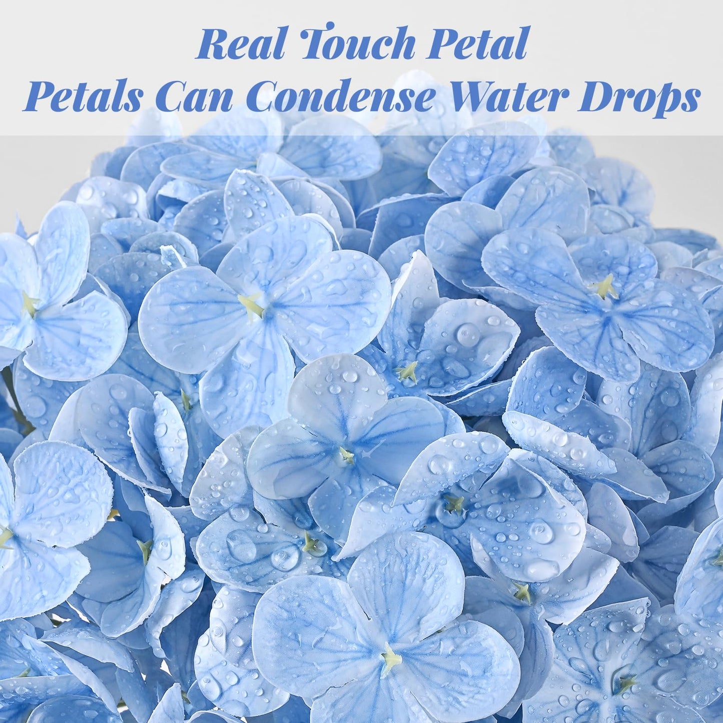 MARTINE MALL 5Pcs 21in Hydrangea Artificial Flowers, Latex Real Touch Hydrangeas Lifelike Large Hydrangea Flowers for Home Decor Party Arrangements Wedding Bouquets Centerpieces (Blue)