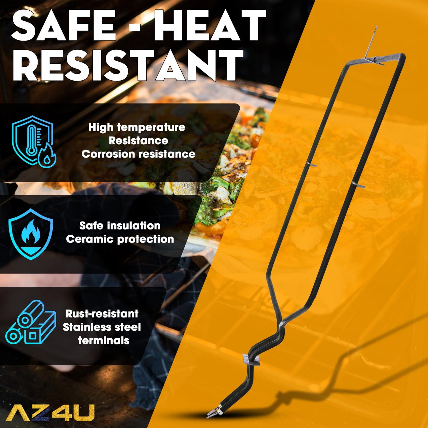 AZ4U Range Oven Bake Element Replacement For Maytag MER8674AW0 MER8700DS1 MER8674AS0 MER8775AB0 MER8680BS0 MER8775AS0 MER8674AB0 MER8880AS0 MER8680BW0 MER8700DE1 MER8880AB0 MER8680BB0 MER8700DS0 Stove
