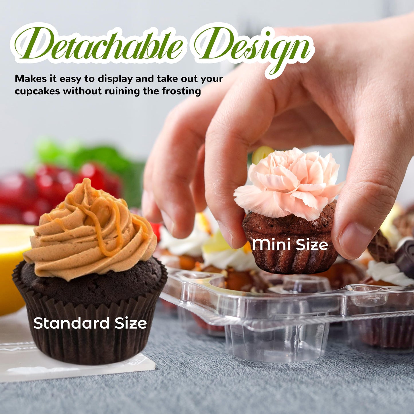 NPLUX 24 Count Mini Cupcake Containers 15 Pack Cupcake Holder with Detachable Tall Dome Lids Mini Plastic Stackable Cupcake Boxes for 360 Cupcakes, BPA Free
