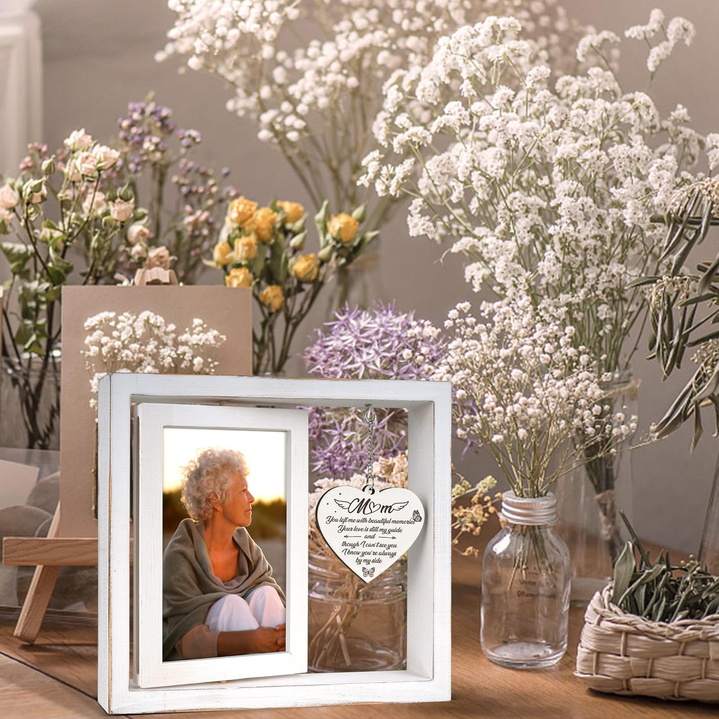 Vetbuosa Memorial Gifts for Loss of Mom, Sympathy Picture Frame, Sympathy Gifts for Loss of Mother, Grief Condolence Bereavement Remembrance Gift,Fits 4x6 In Photo