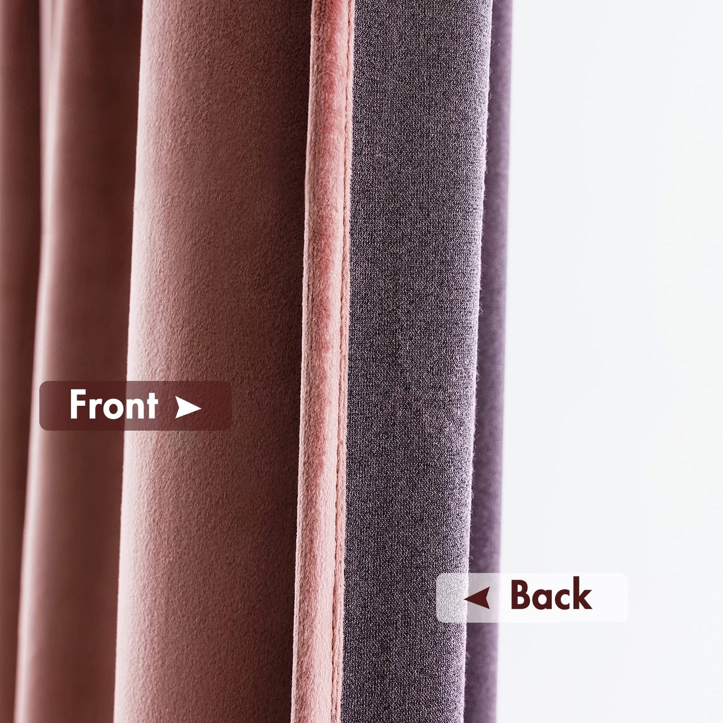 MIULEE Dusty Rose Pink Velvet Curtains Thermal Insulated Blackout Curtain Drapes for Bedroom Living Room Darkening 90 Inches Long Curtains Panels Rod Pocket Set of 2