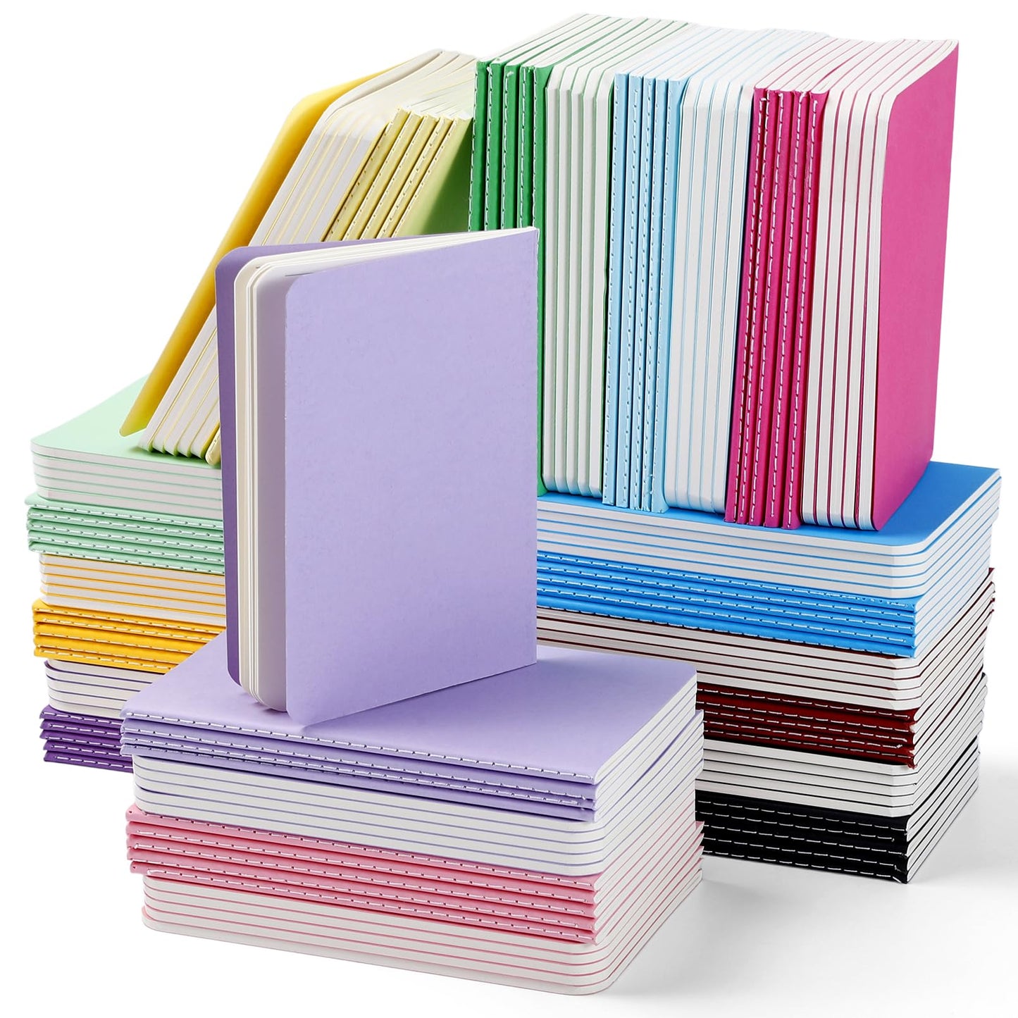 Bgtecho 120 Pack Notebooks Bulk, 3.5 x 5.5 In Mini Pocket Notepads, Colorful Cover Notebooks, Portable Small Lined Notepad, Mini Journals for Home Office Travel Gift, 12 Colors, 30 Sheets/60 Pages