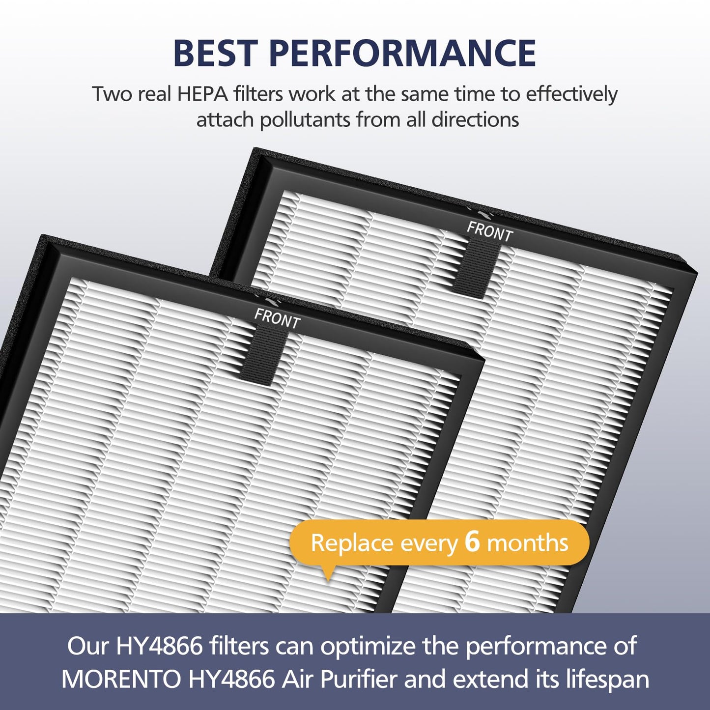 HY4866 Filters Compatible with MORENTO HY4866, WESTHEY HY4866, YIOU M1 Air Purifier, 3-in-1 H13 Ture HEPA Replacement Filters (Extra 4 Pre-filter) Enhanced Version for HY4866, 4 Pack