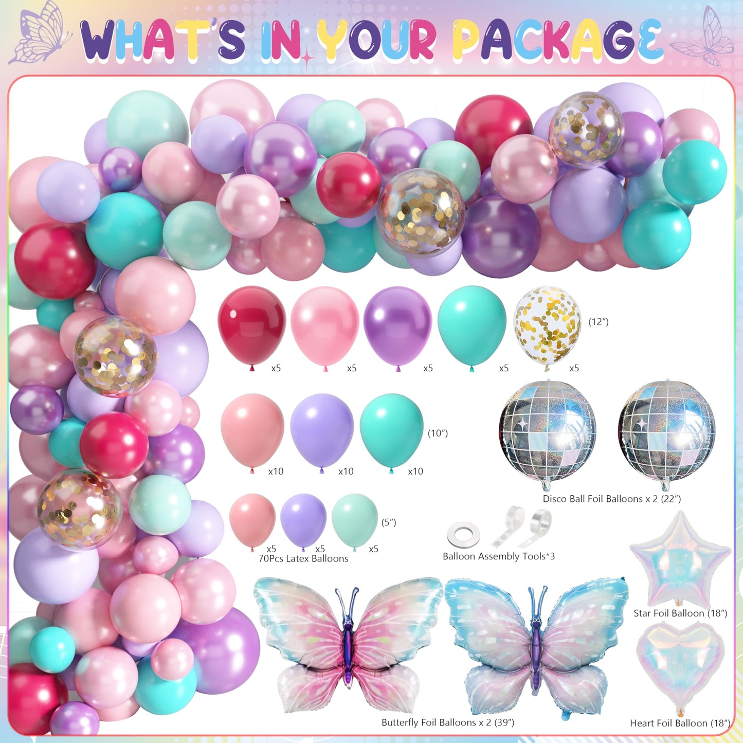 In My Birthday Era Decorations, Music Birthday Decorations, Popular Singer Theme Party Supplies for Girls Pink Purple Balloon Arch Friendship Bracelet Garland Backdrop Cake Toppers Hanging Swirls