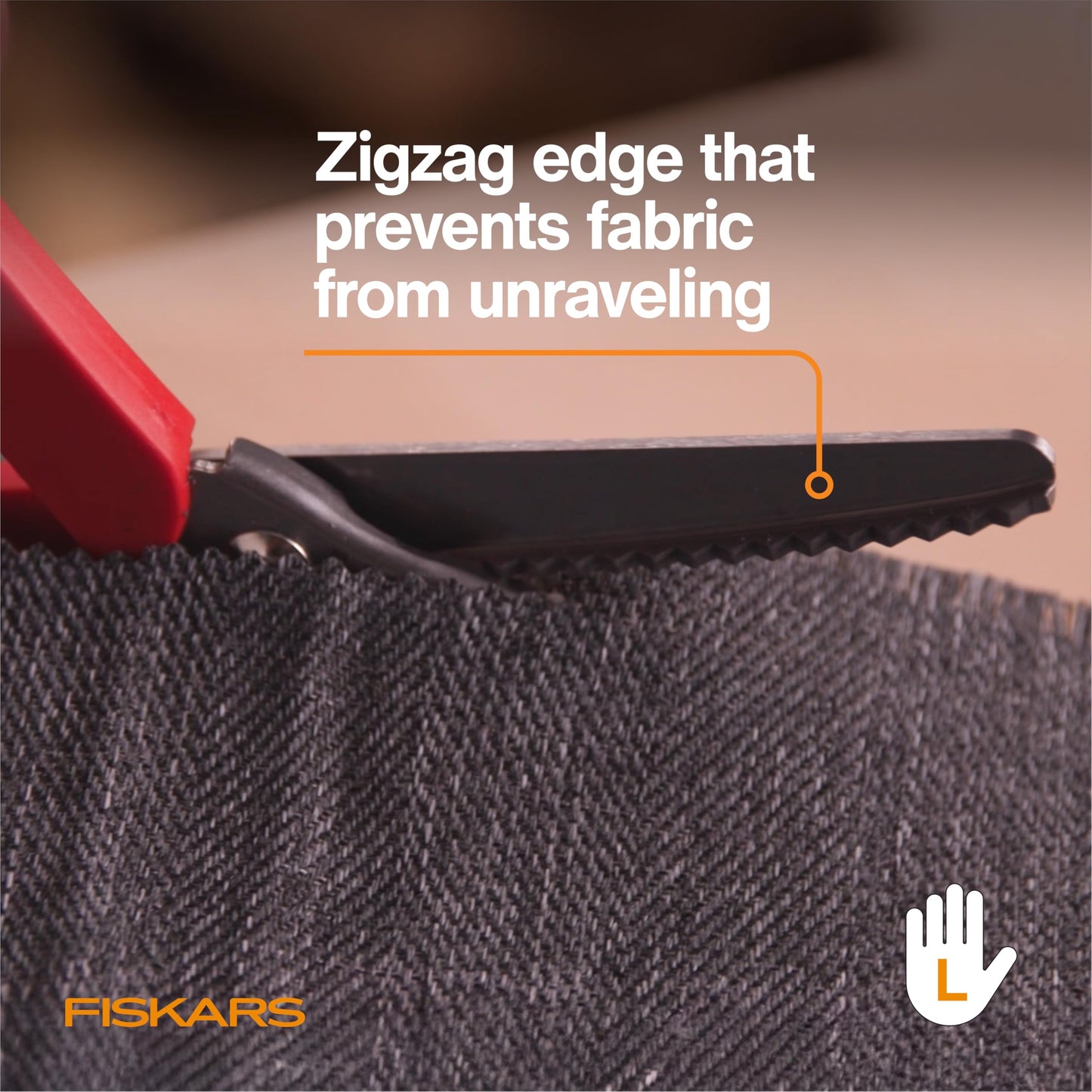 Fiskars 8” Premier Left-Handed Pinking Shears for Fabric Cutting Paper and Crafts, High-grade Stainless Steel Zigzag Blades Prevents Fraying, Ergonomic Contoured Handle for Left-Handed Comfort