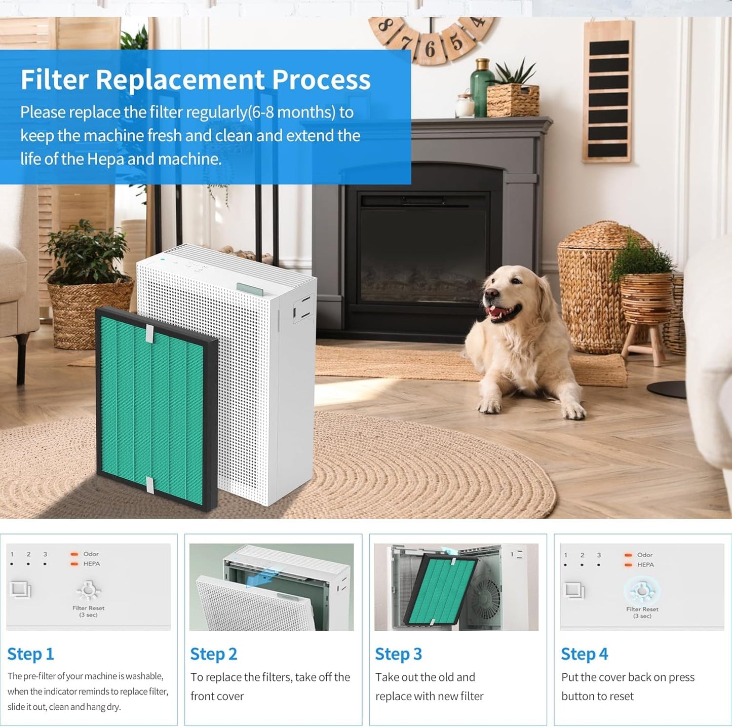 Airmega 150 Filter Replacement Compatible with Coway Airmega 150 (AP-1019C) & Airmega 160 Air Purifiers, Green True HEPA and Enhanced Activated Carbon Filter, Part＃AP-1019C-FP Upgraded Version 2 Pack